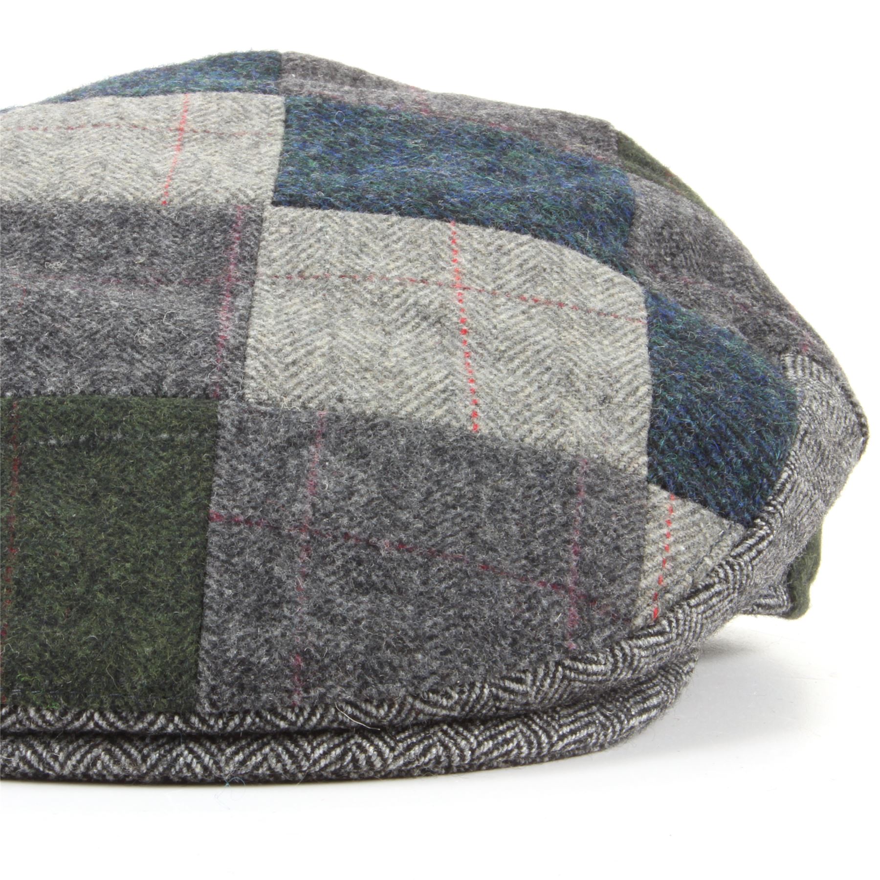Hat Patchwork Tweed Flat Cap Blue Brown New Winter Hunting Walking Warm