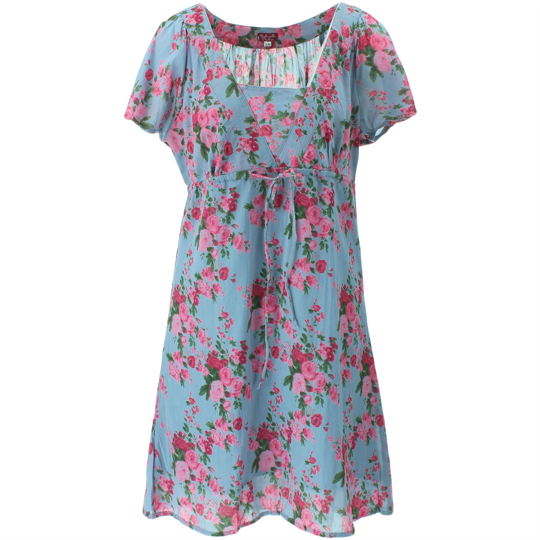 ANGEL SLEEVE TEA DRESS FLORAL EMPIRE WAIST BOHO HIPPIE MAURA by Gabrielle Parker
