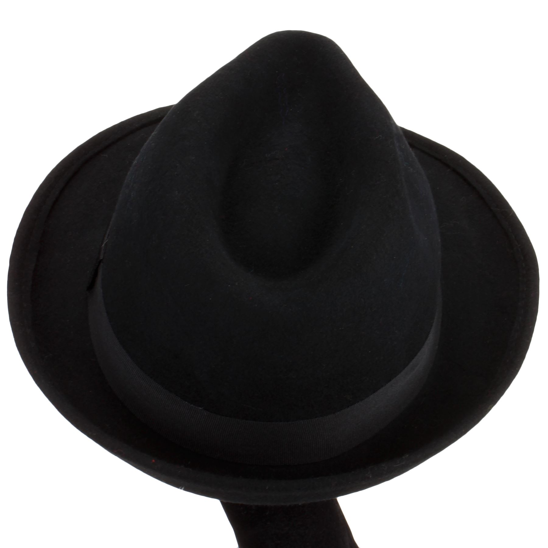 TRILBY HAT 100/% WOOL FELT WITH GROSGRAIN BAND FEDORA BLACK or BROWN