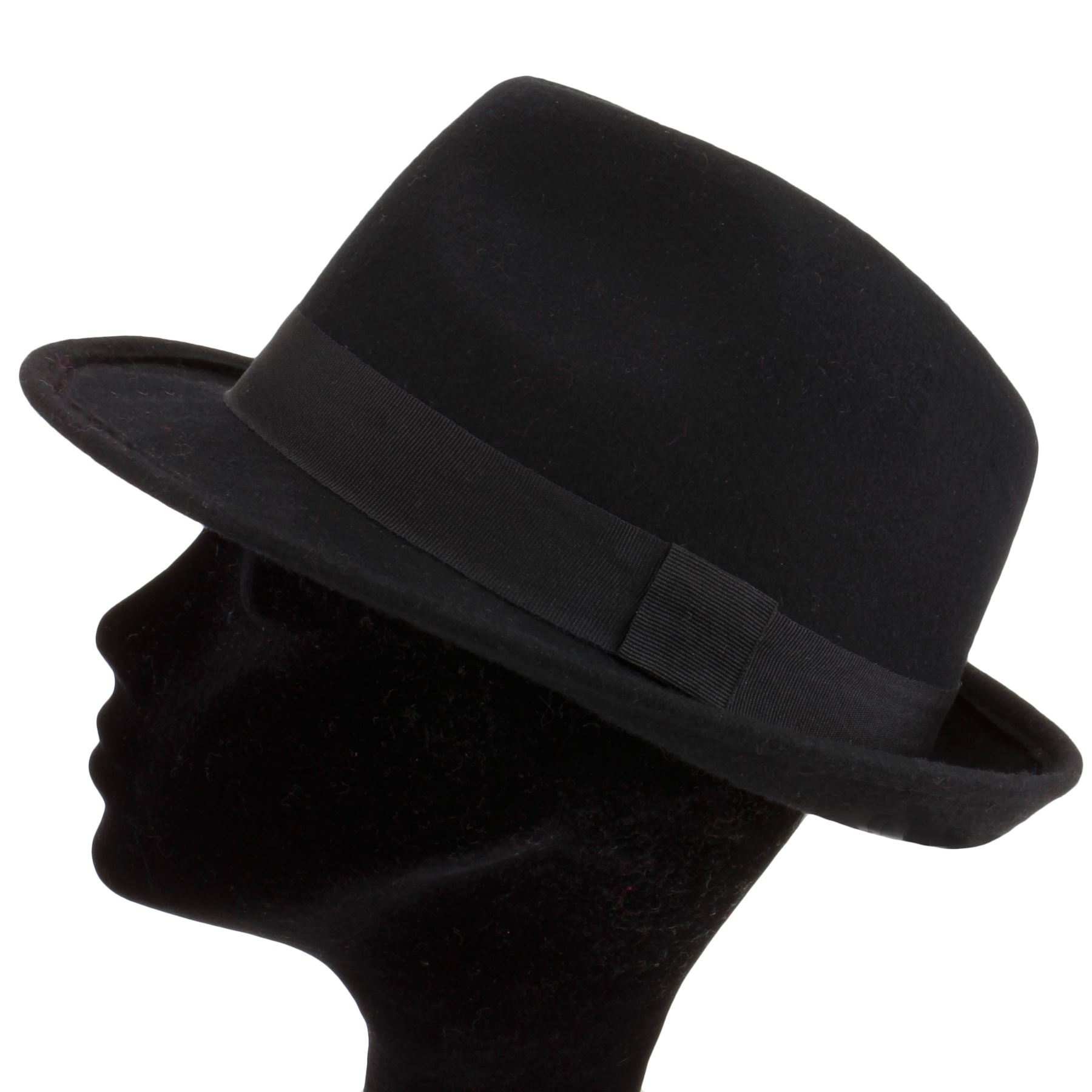 TRILBY HAT 100/% WOOL FELT WITH GROSGRAIN BAND FEDORA BLACK or BROWN