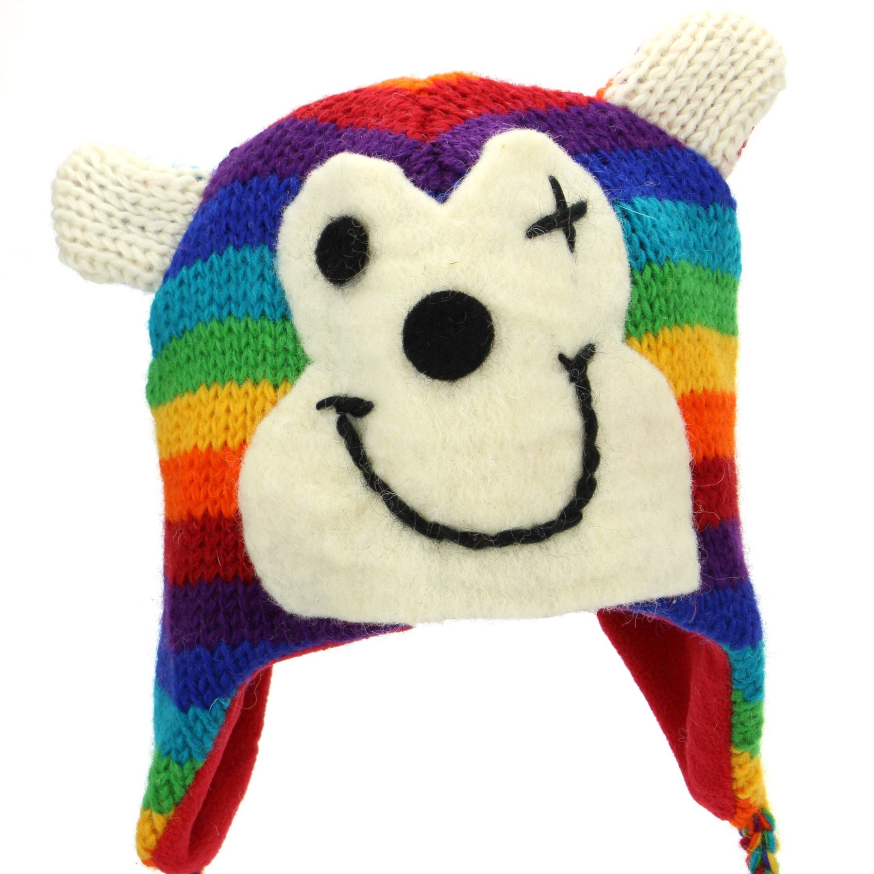 Animal De Lana Sombrero de Lana Forrada Unisex Tejido Abrigado de Invierno Mono Tigre Fox