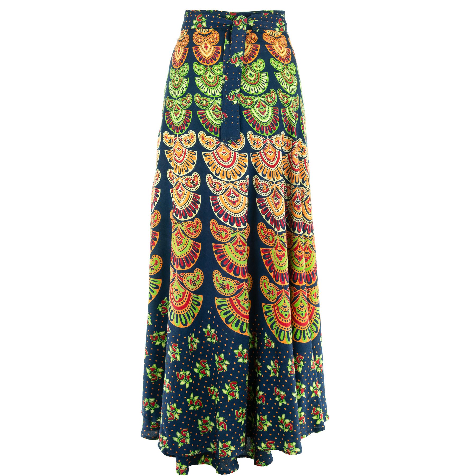Hippie Bohemien Maxi Gonna lunga tessuto Rayon Boho Wrap Blocco Stampa MANDALA