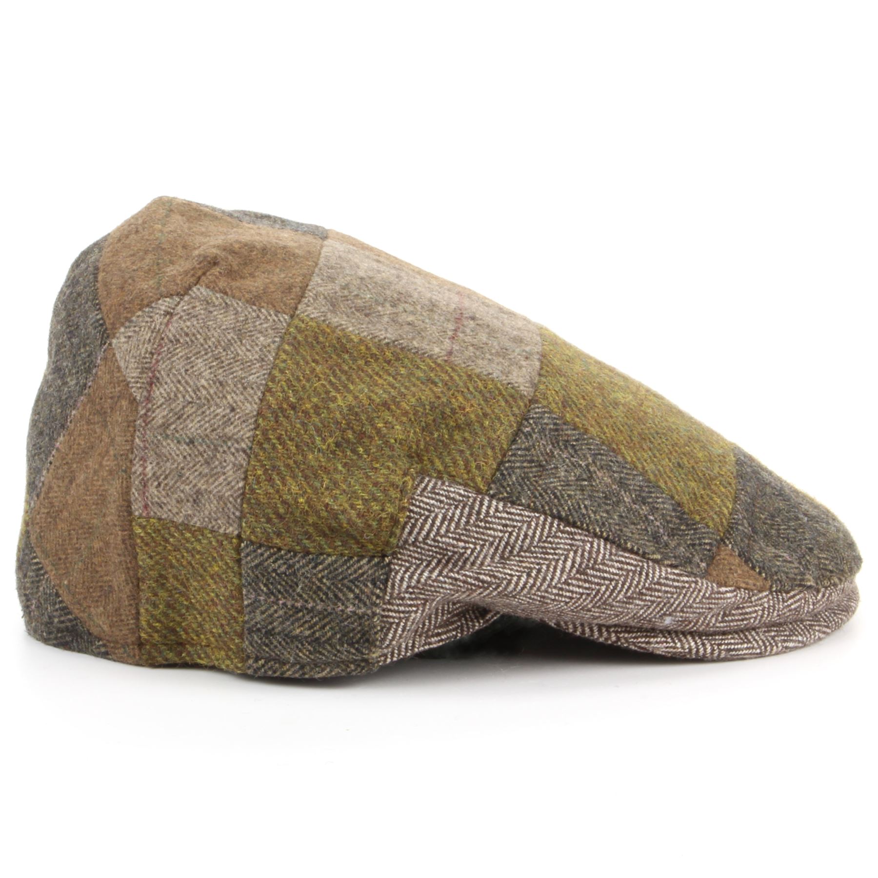Hat Patchwork Tweed Flat Cap Blue Brown New Winter Hunting Walking Warm