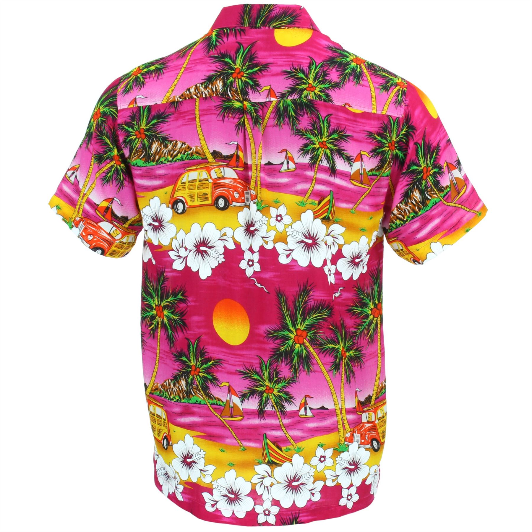 Camicia Hawaiana da Uomo a Maniche Corte Camper Van Party Aloha Spiaggia Addio al Celibato