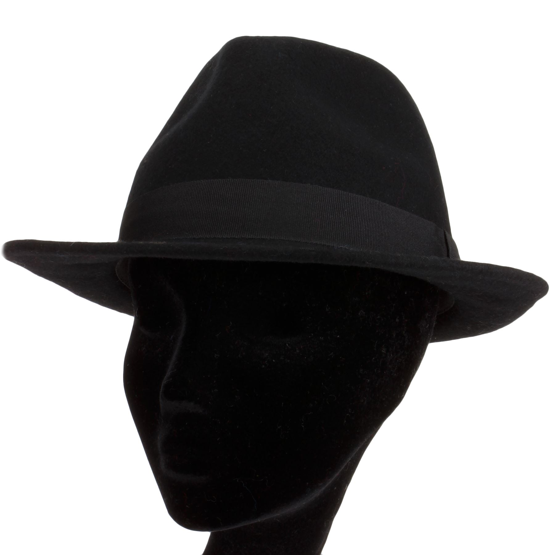 TRILBY HAT 100/% WOOL FELT WITH GROSGRAIN BAND FEDORA BLACK or BROWN