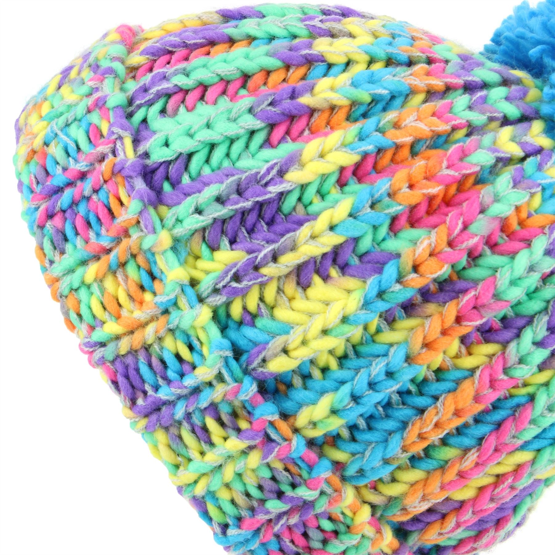 Beanie Hat Cap Warm Winter RAINBOW Childrens Soft Chunky Bobble Hawkins