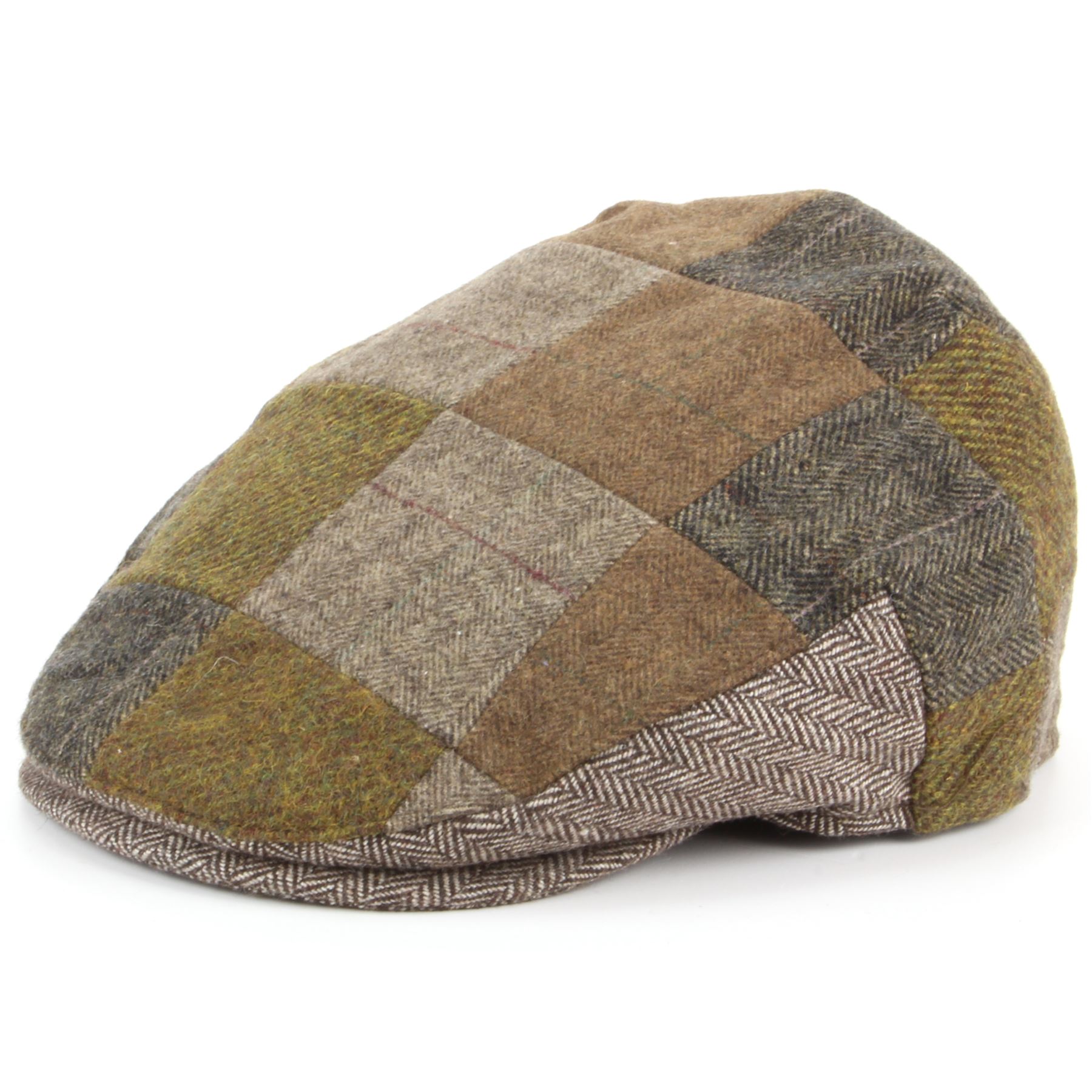 Hat Patchwork Tweed Flat Cap Blue Brown New Winter Hunting Walking Warm