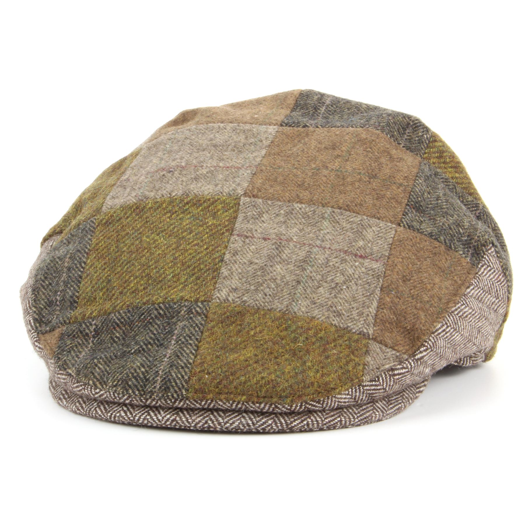Hat Patchwork Tweed Flat Cap Blue Brown New Winter Hunting Walking Warm