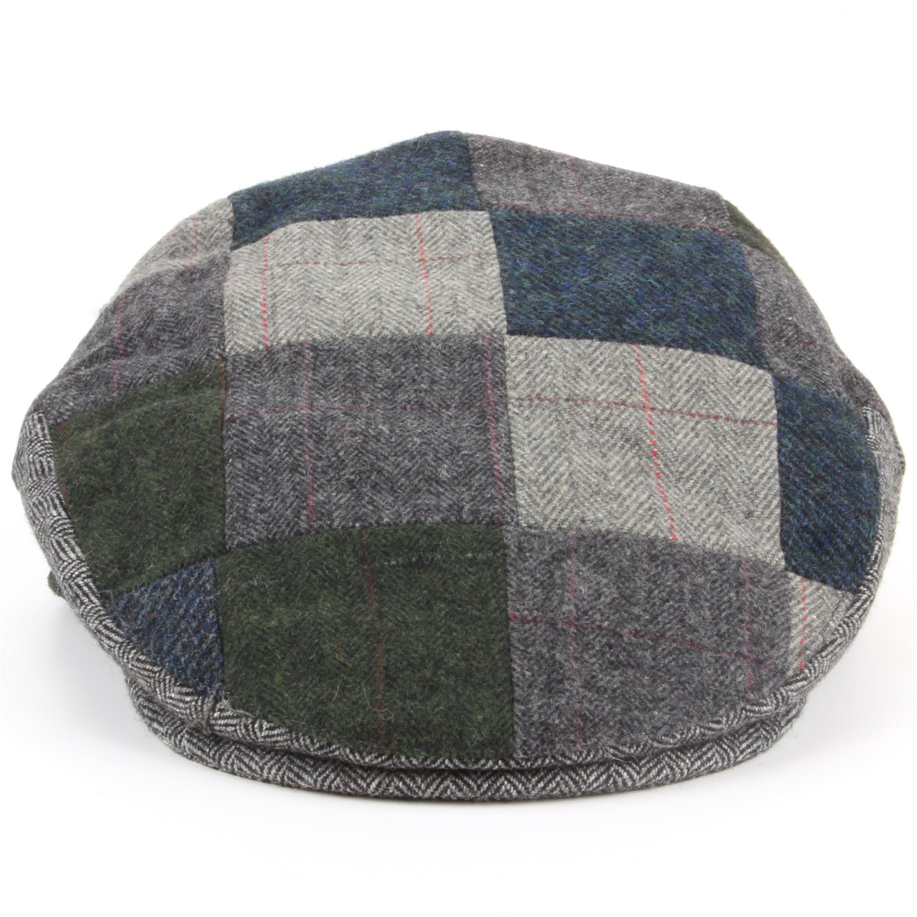 Hat Patchwork Tweed Flat Cap Blue Brown New Winter Hunting Walking Warm