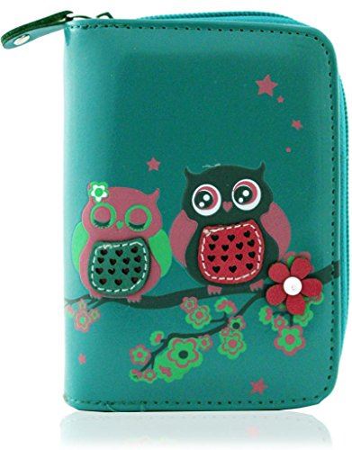 KukuBird Owl Couple On Branches Pattern Medium Ladies Purse Clutch Wallet