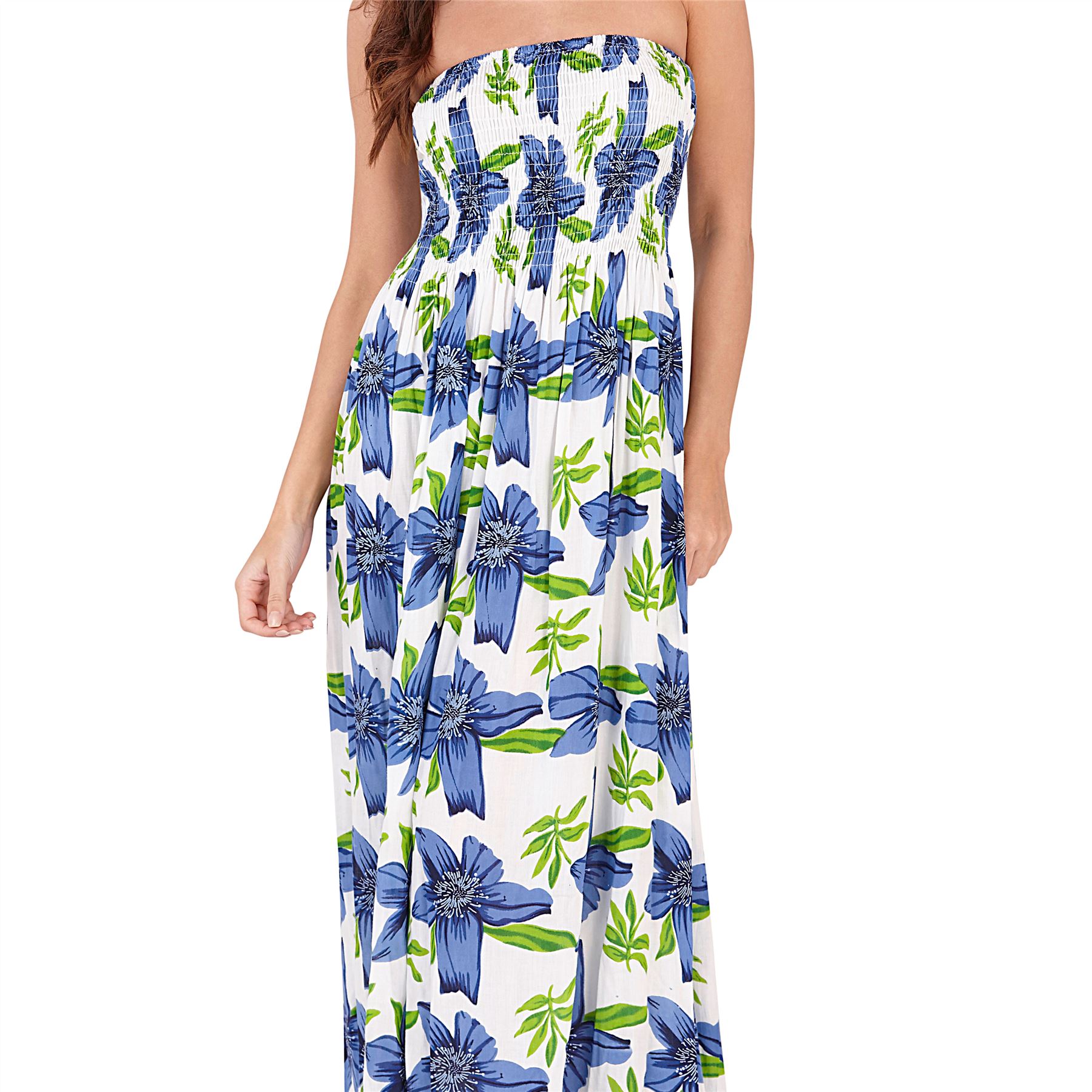 Ladies Summer//Beach Strapless//Bandeau Maxi Sun Dress Size 8-22 NEW