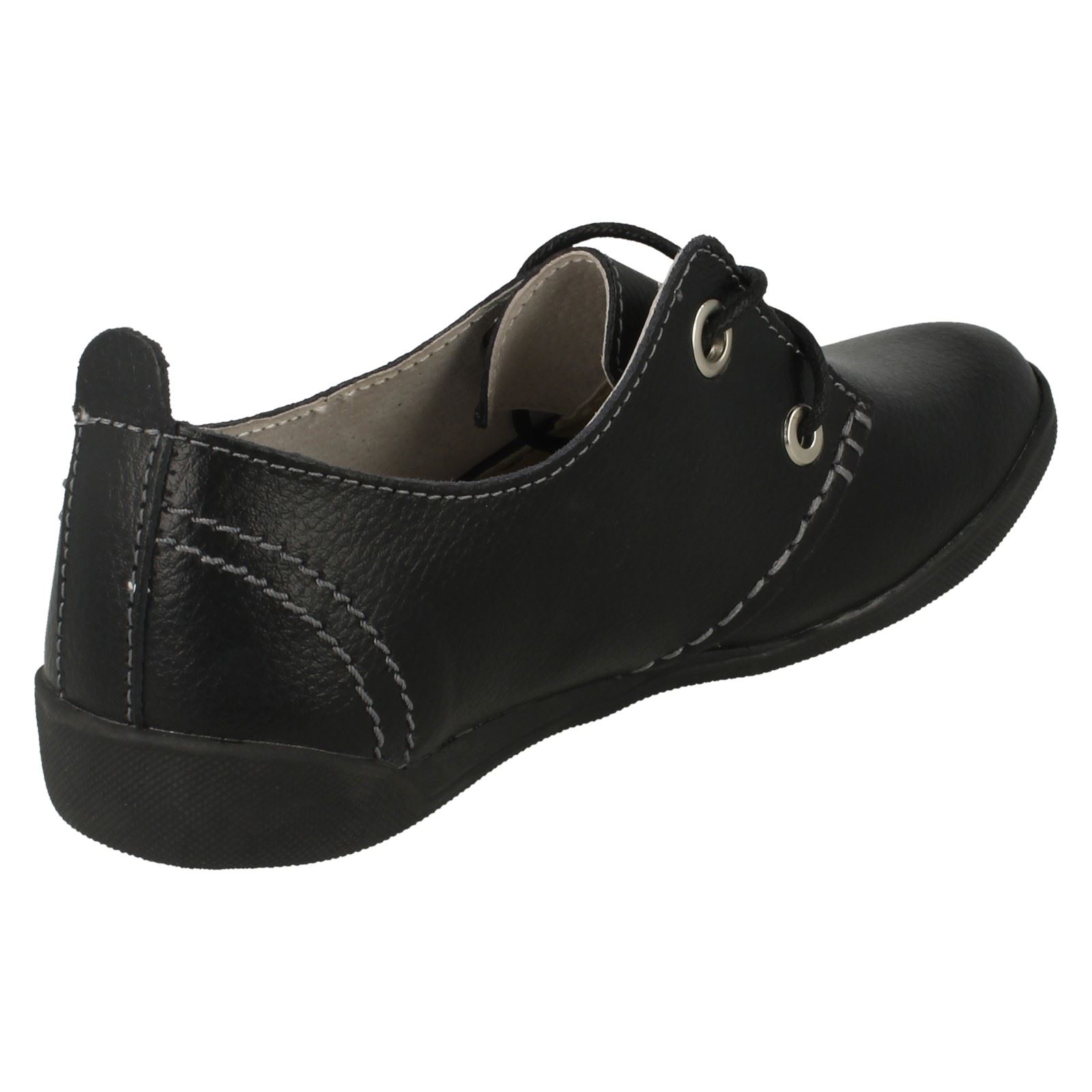 Ladies Down To Earth Flat Leather Lace Up Shoes