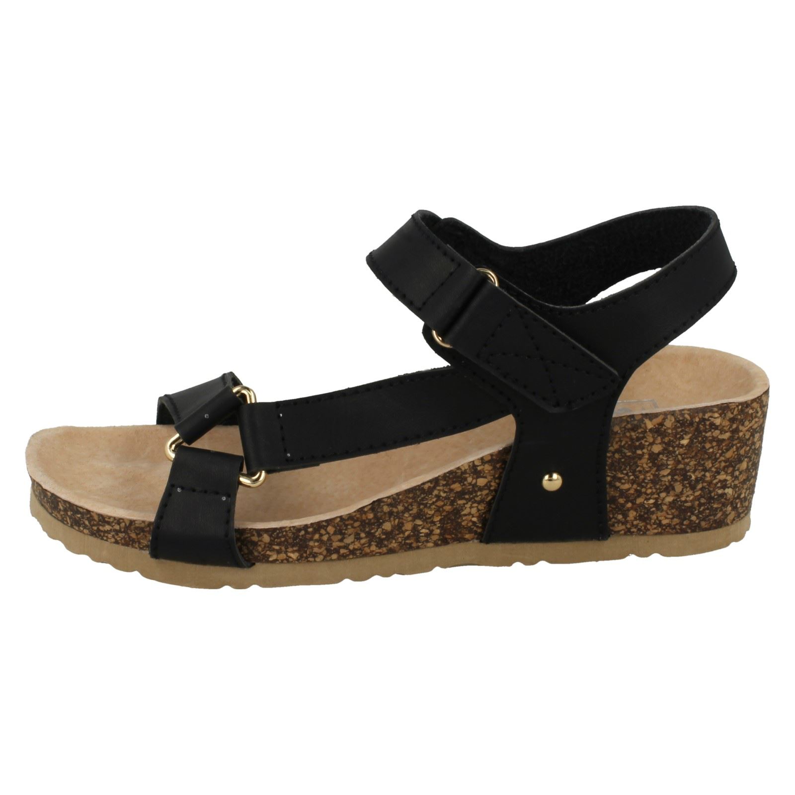 Ladies Down To Earth Mid Wedge /'Ankle Strap Sandals/'