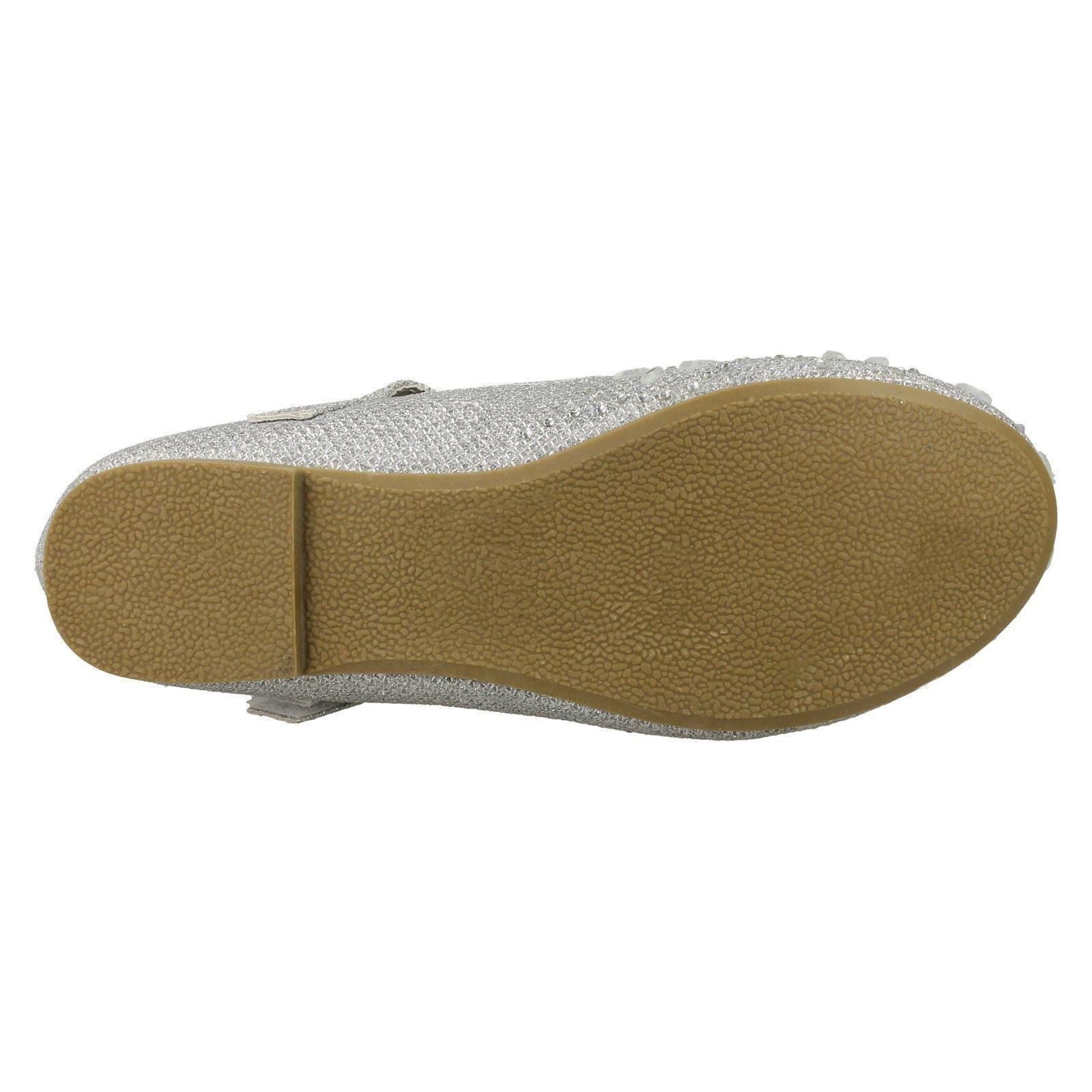 Girls Spot On Hook /& Loop Bar Strap Diamante Ballerinas