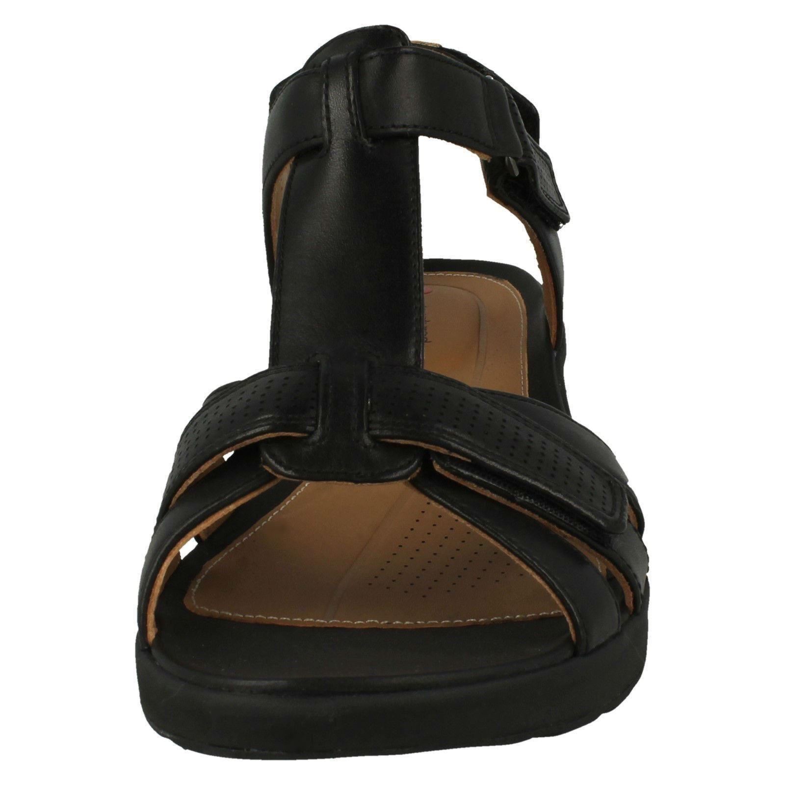 Damas Clarks Unstructured ancho ajuste Hook /& Loop Sandalias De Cuero un adornan Vibe