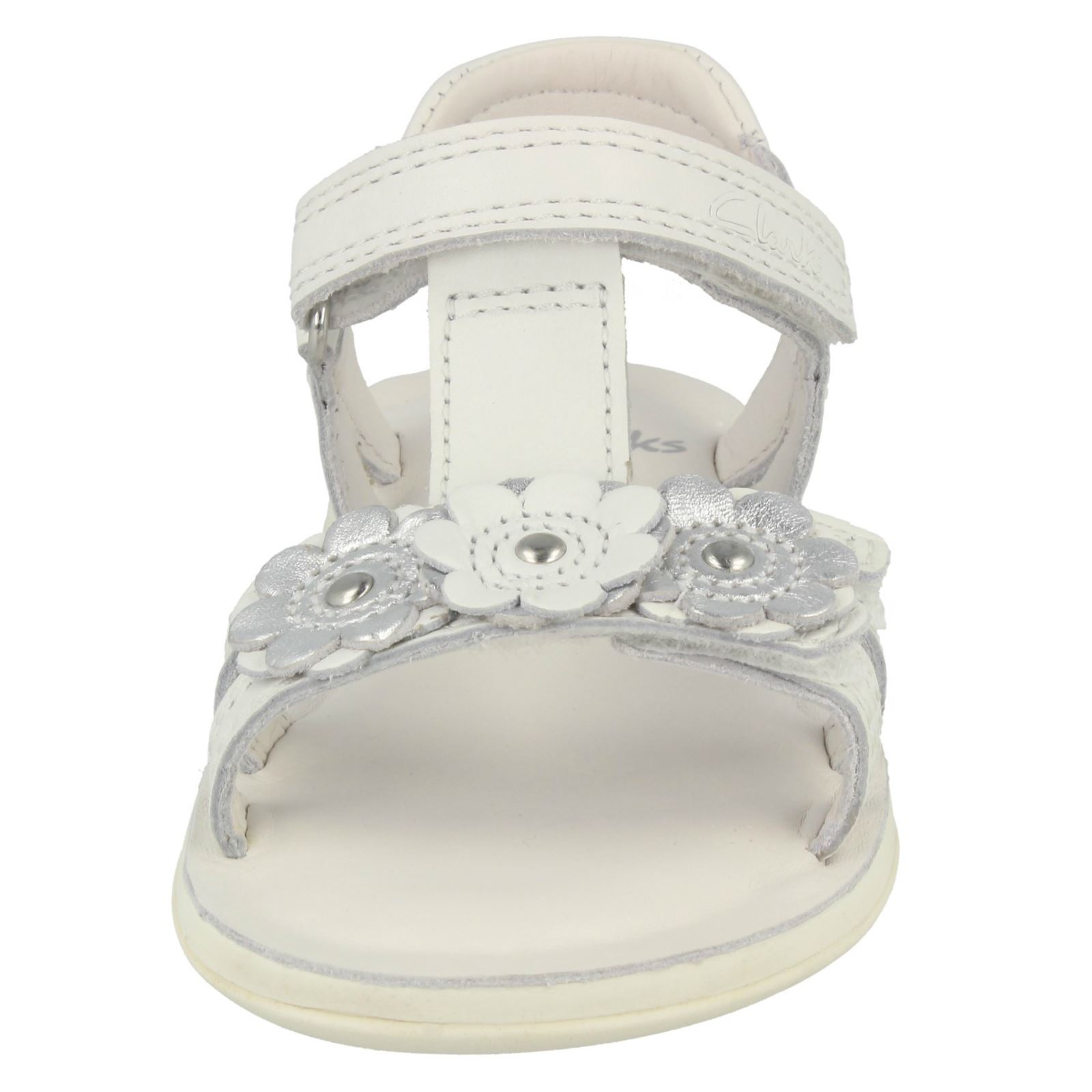 Clarks Girls Gladiator Style Sandals With Flower Detail Sea Sally