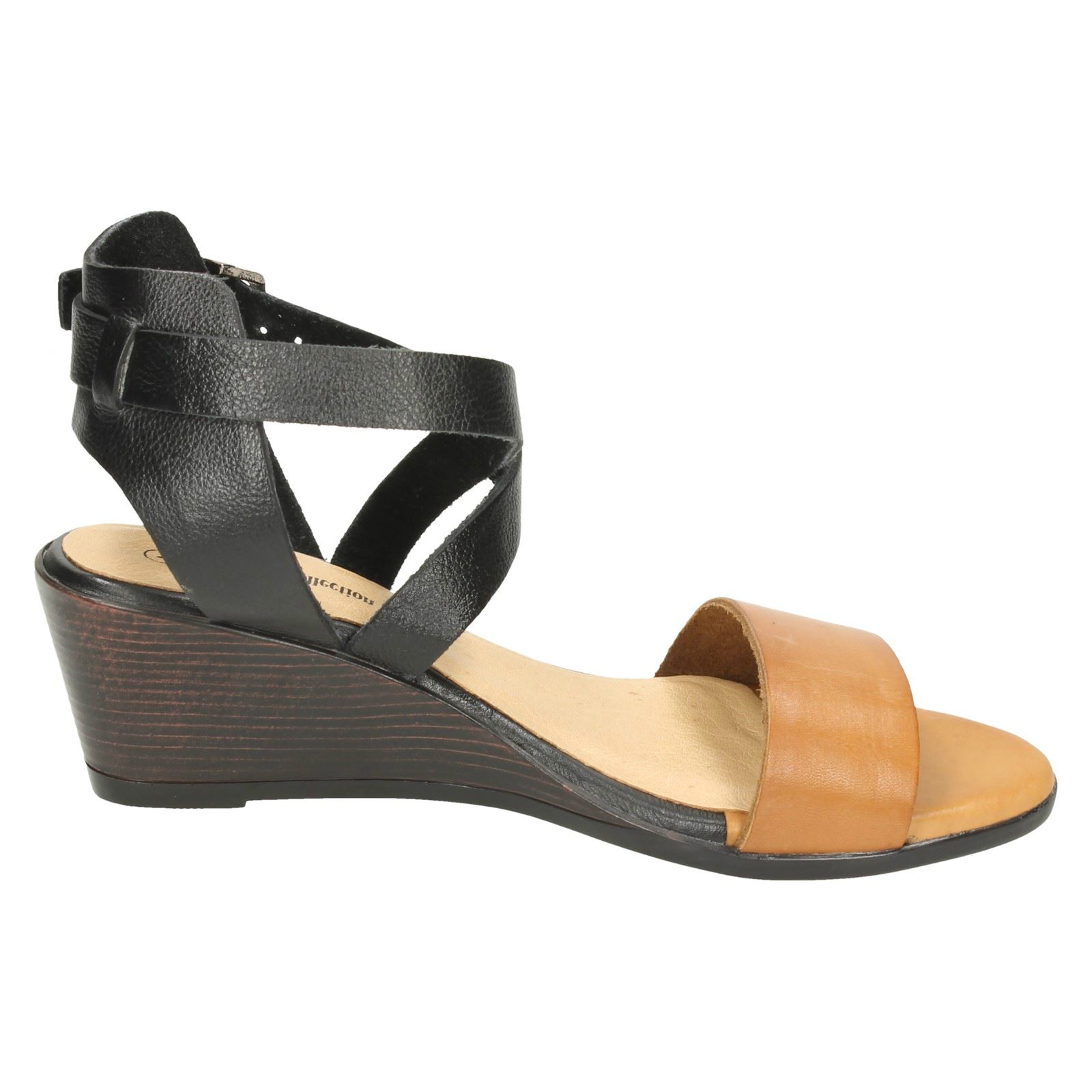 Ladies Leather Collection Buckle Fastened Open Toe Sandals