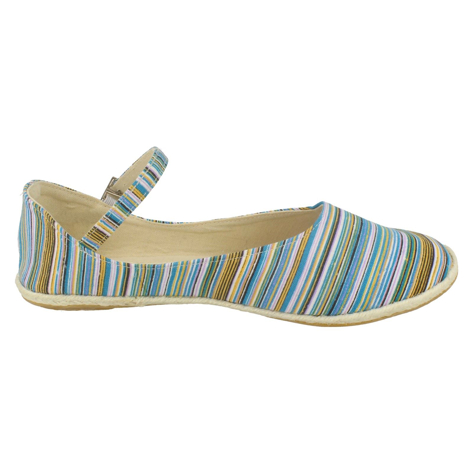 Ladies Spot On Textile Flat Espadrille with Bar Strap