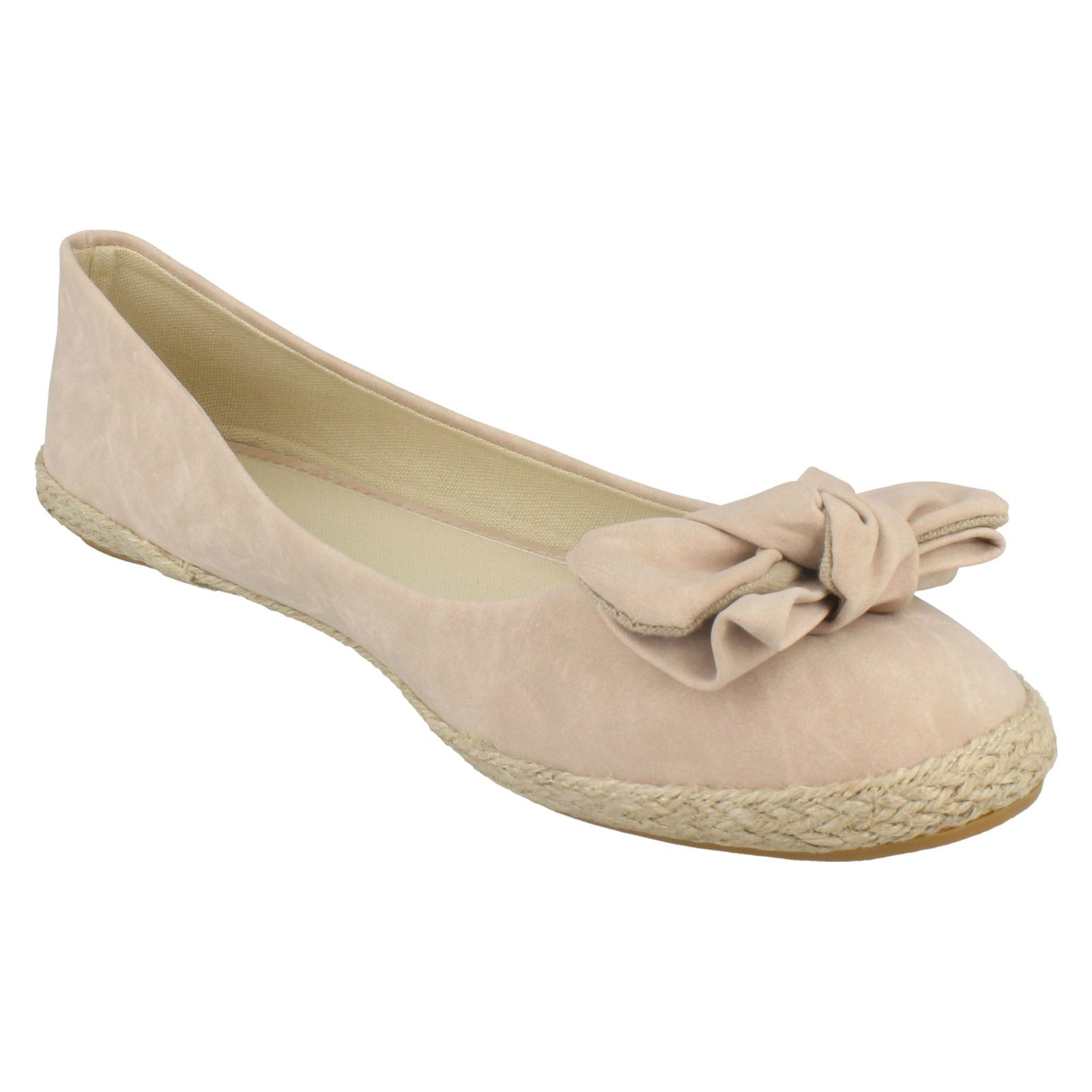 Ladies Spot On Flat Espadrille with Large Bow Vamp
