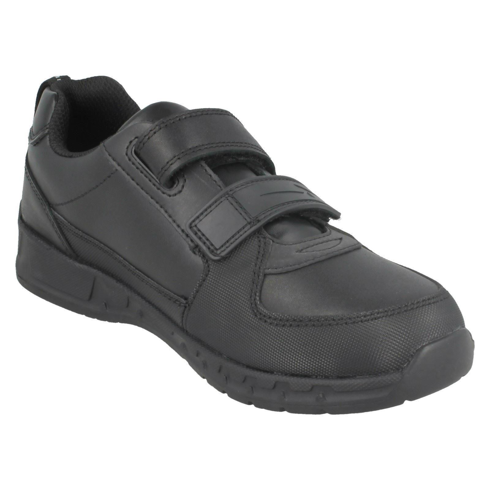Boys Clarks Gloforms Double Strap Rounded Toe Leather School Shoes Maris Fire