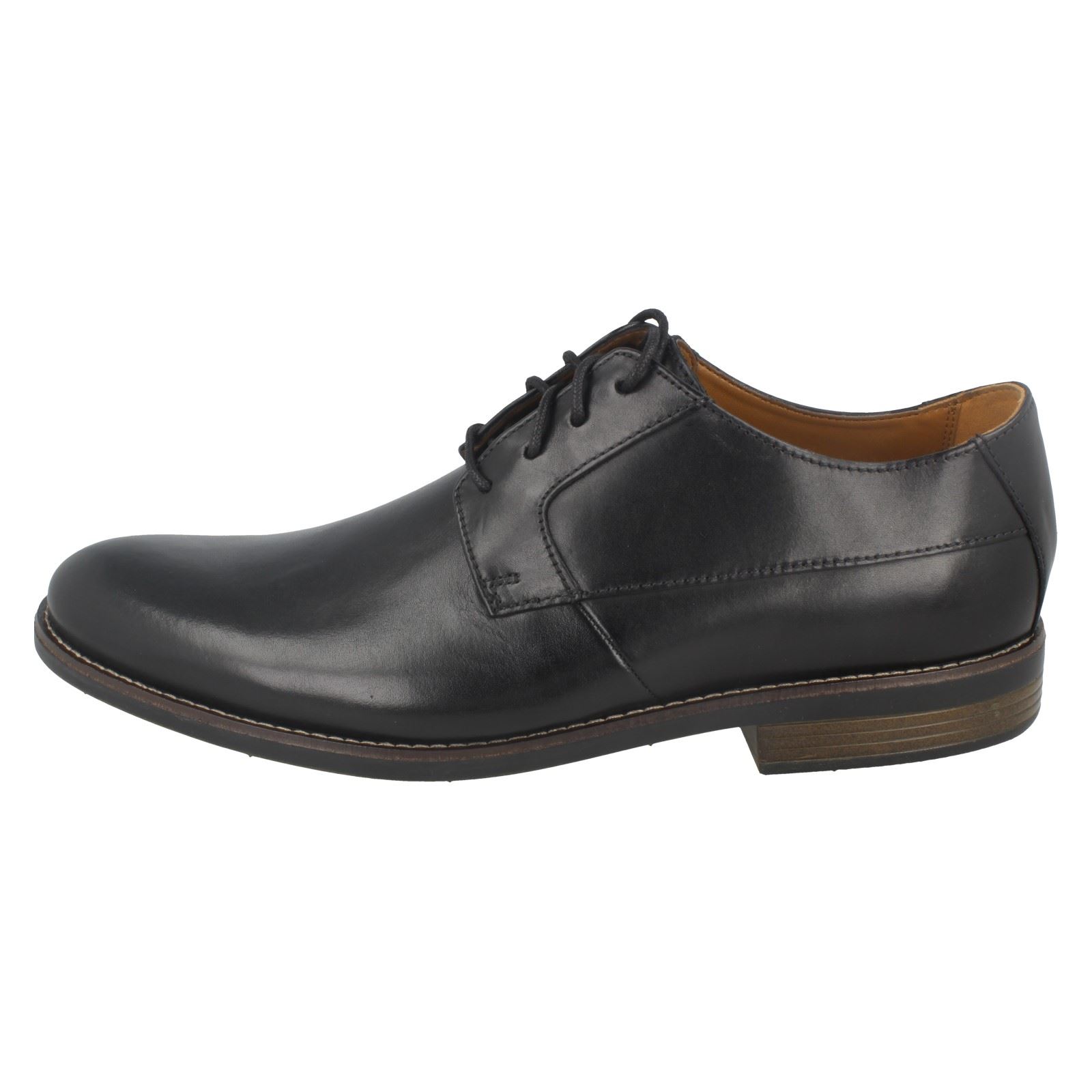 Mens Clarks Smart Stitch Detail Lace Up Leather Shoes Becken Plain