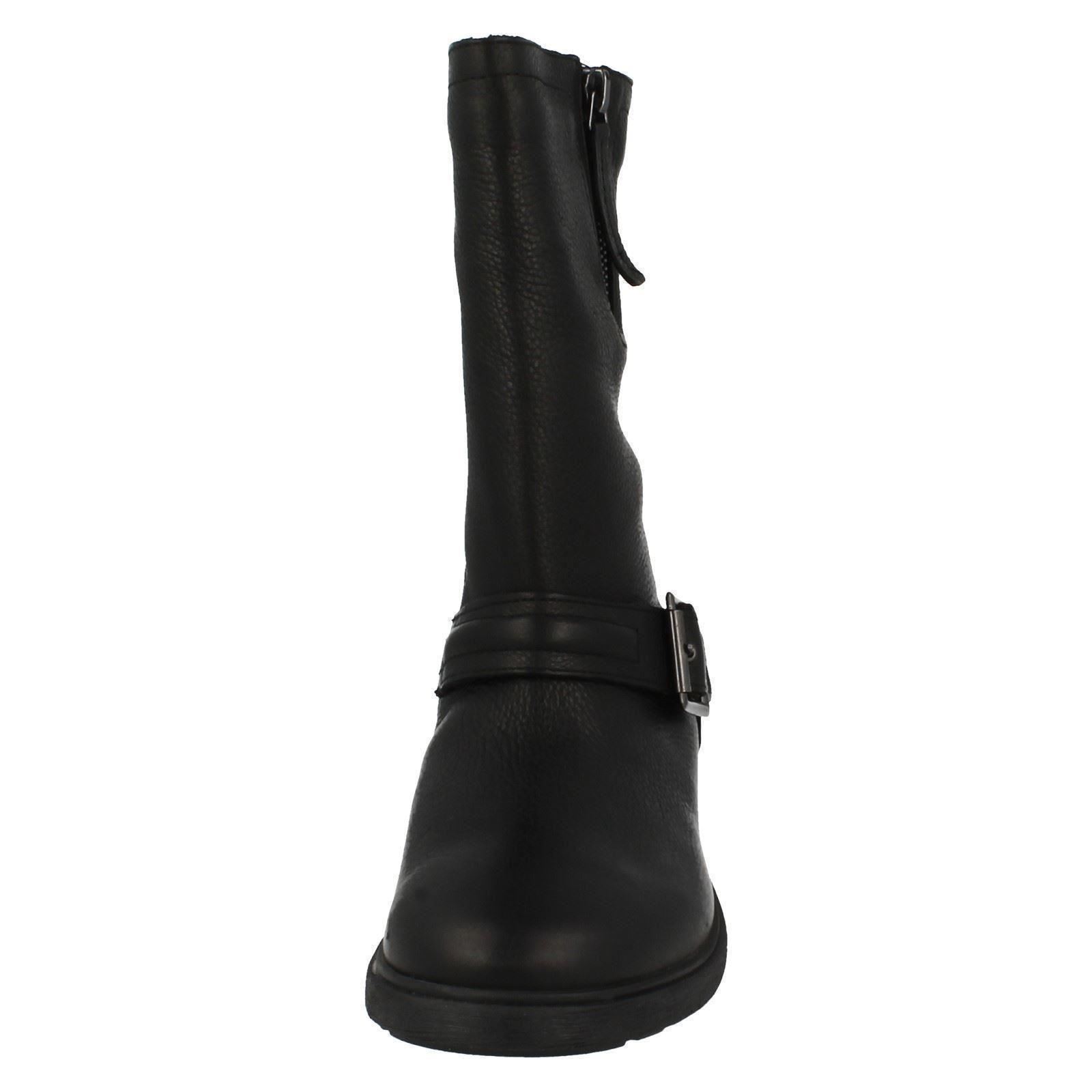 Girls Clarks Mid Calf Length Biker Chick Boots /'Ines Spot/'