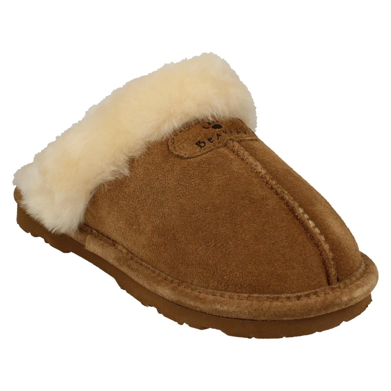 Ladies Bear Paw Leather Lined Mule Slippers Loki II