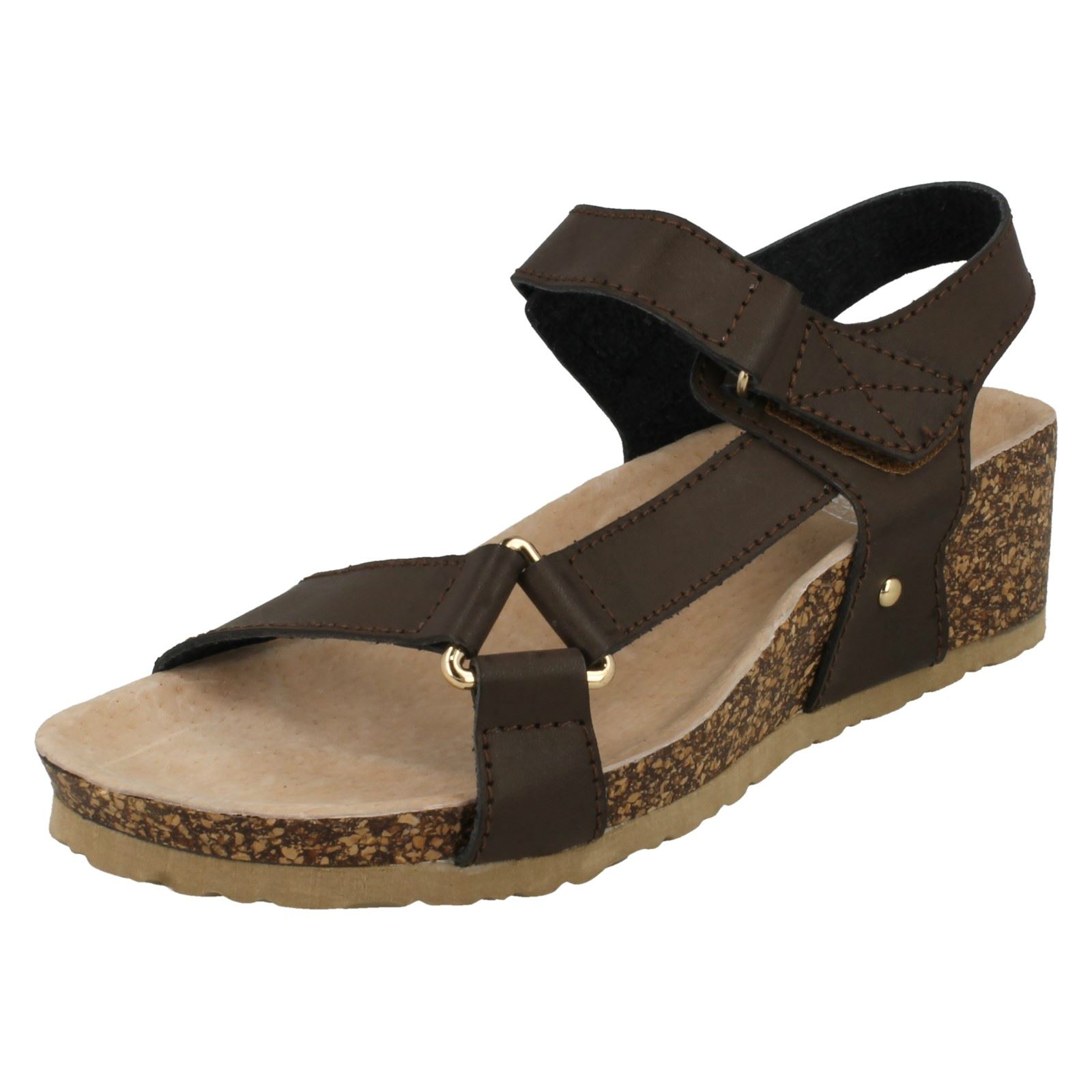 Ladies Down To Earth Mid Wedge /'Ankle Strap Sandals/'
