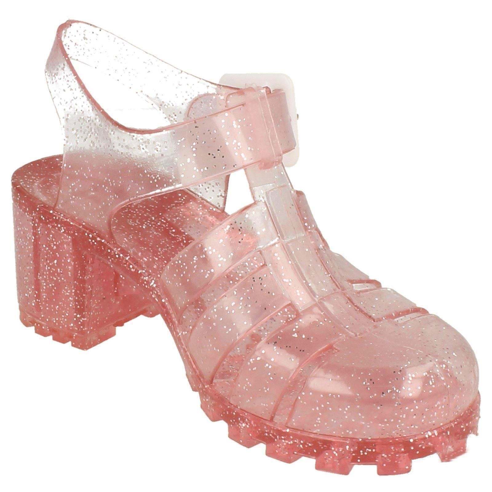 Girls Spot On Synthetic Glitter Jelly Shoes