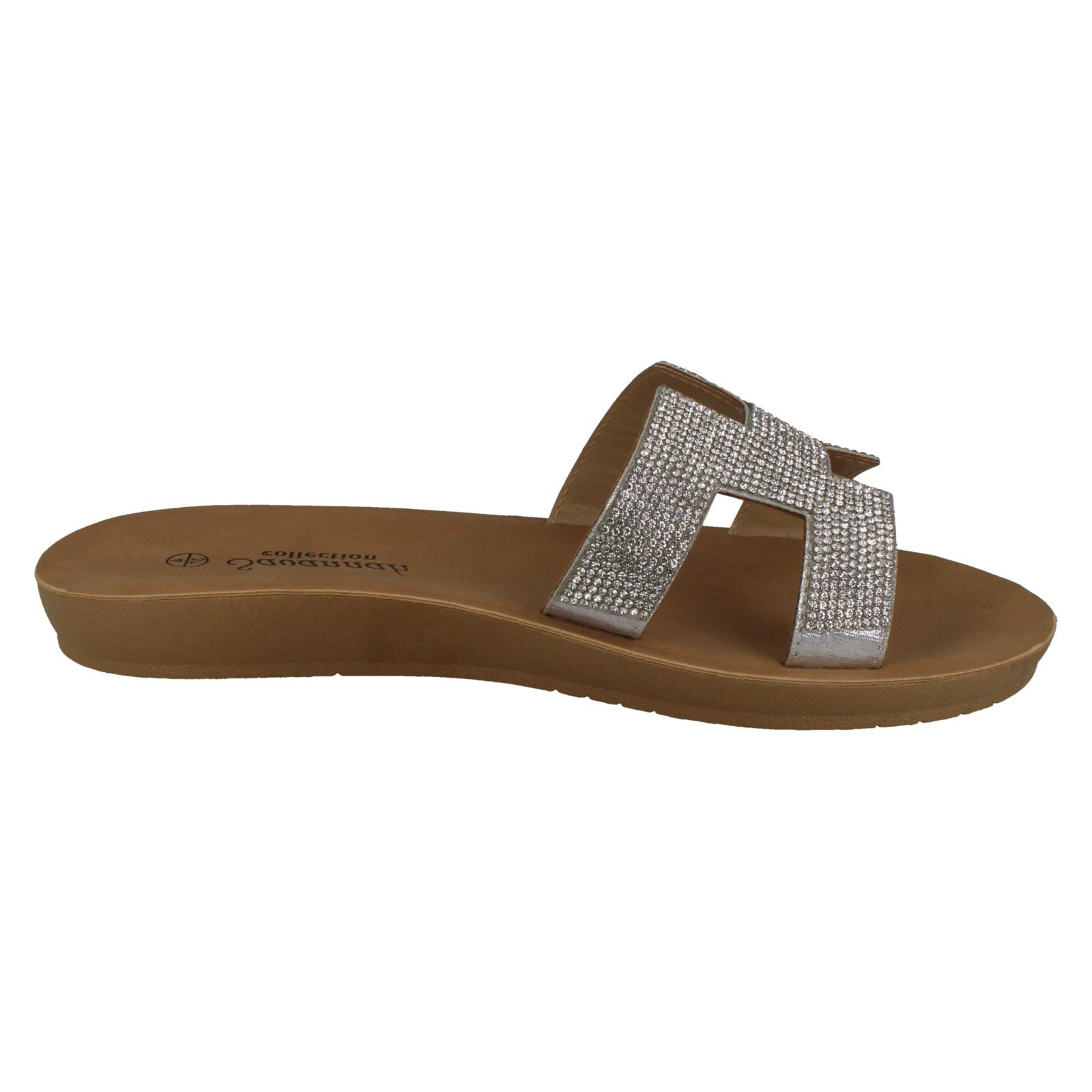 Ladies Savannah Diamante Vamp Mules F00177
