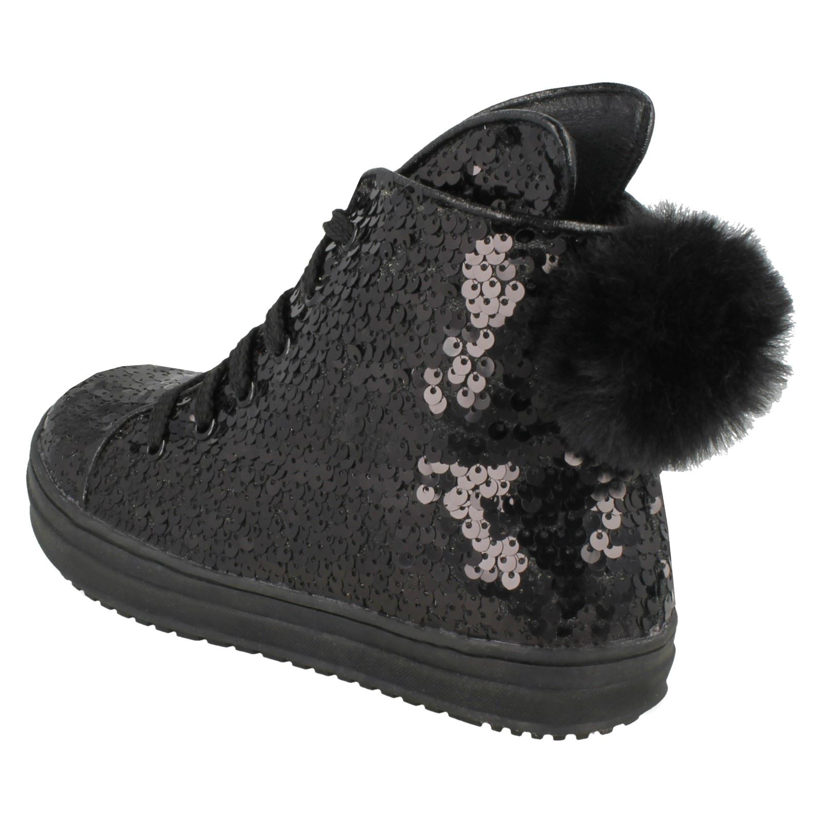Girls Spot On Sequin Ankle Boots