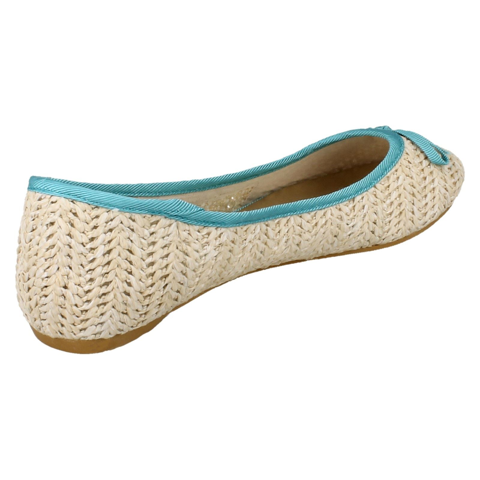 Spot On Ladies Flat Woven Ballerina Shoes