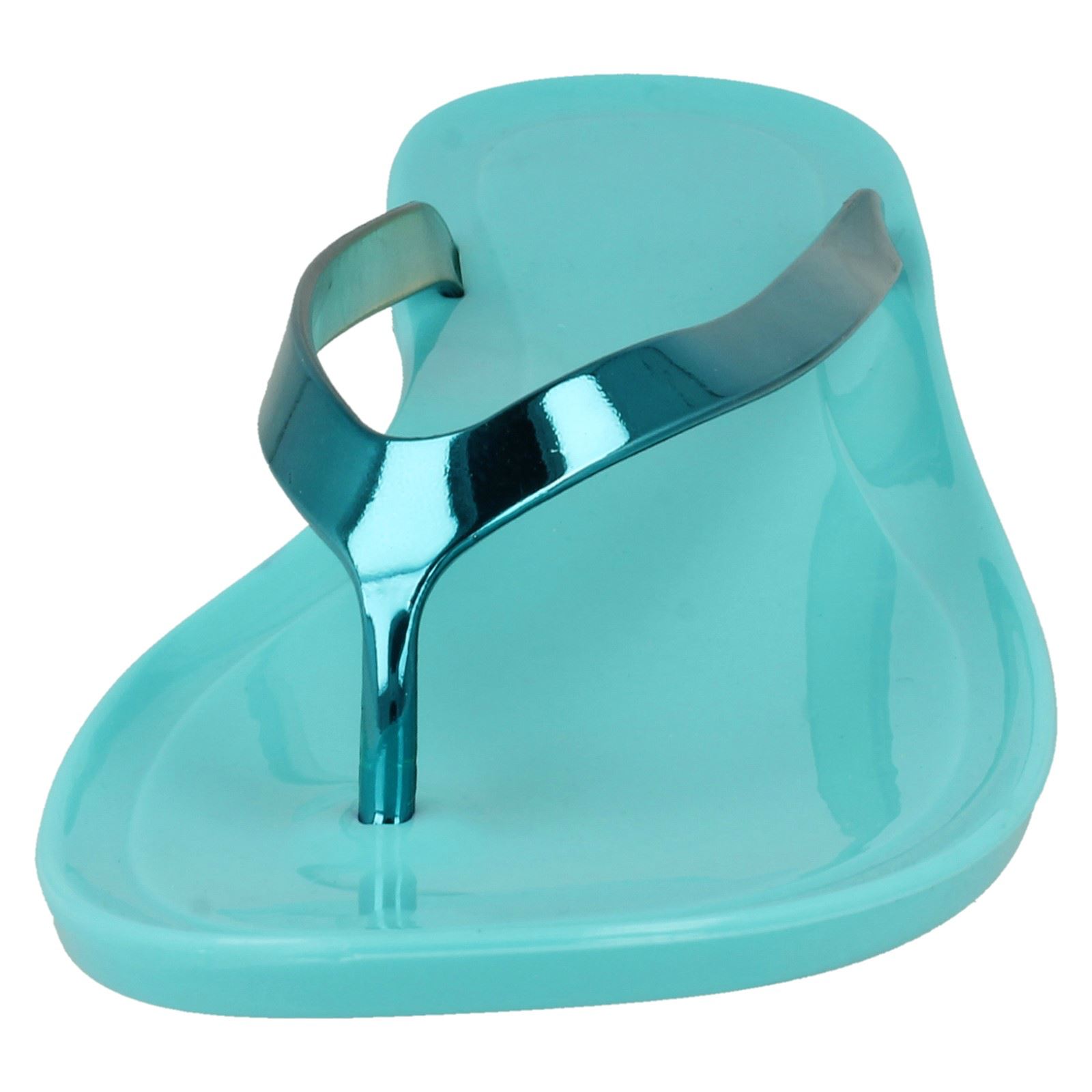 Ladies Spot On Flat Metallic Toe Post *Jelly Sandals*