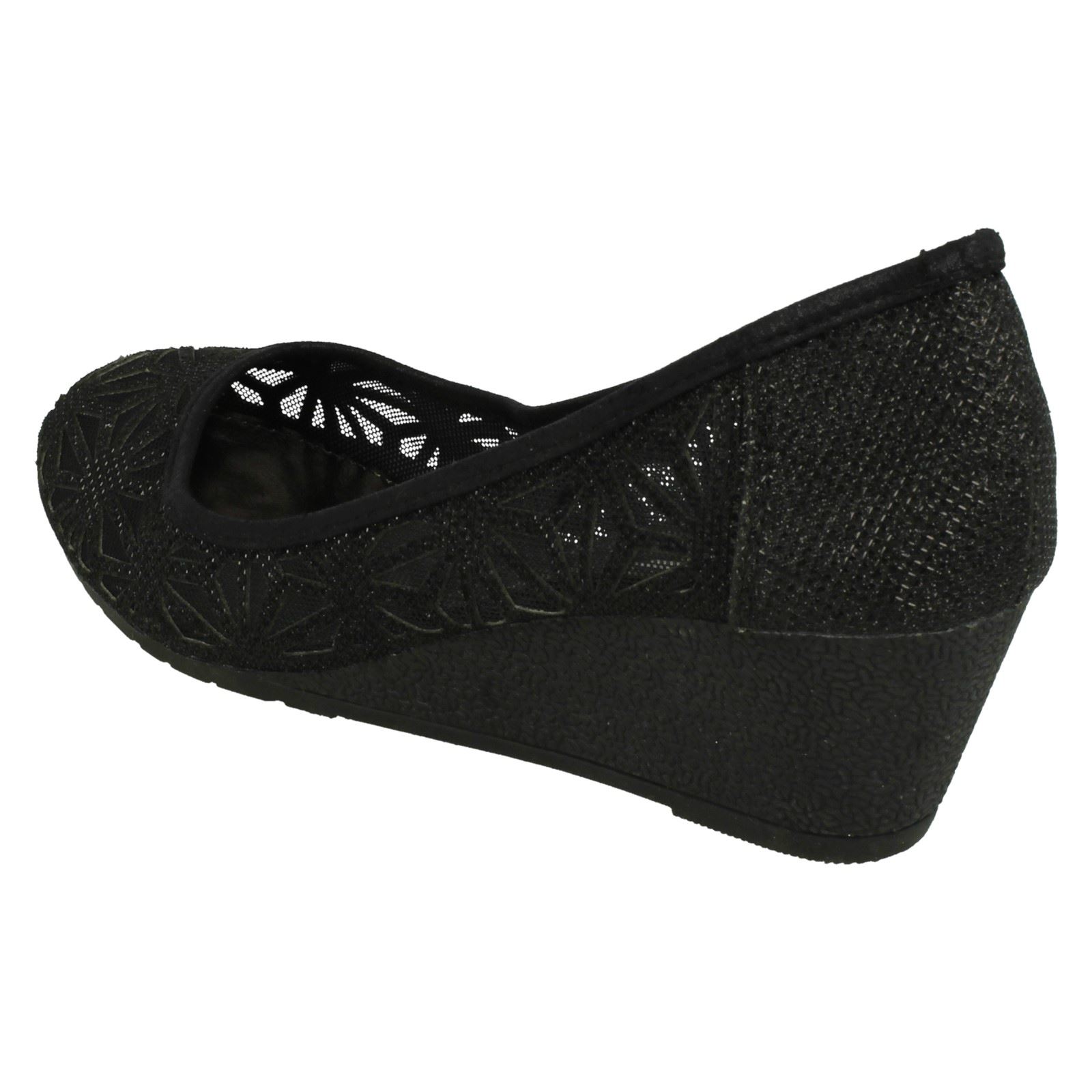 Ladies Spot On Meshed *Wedge Shoes*