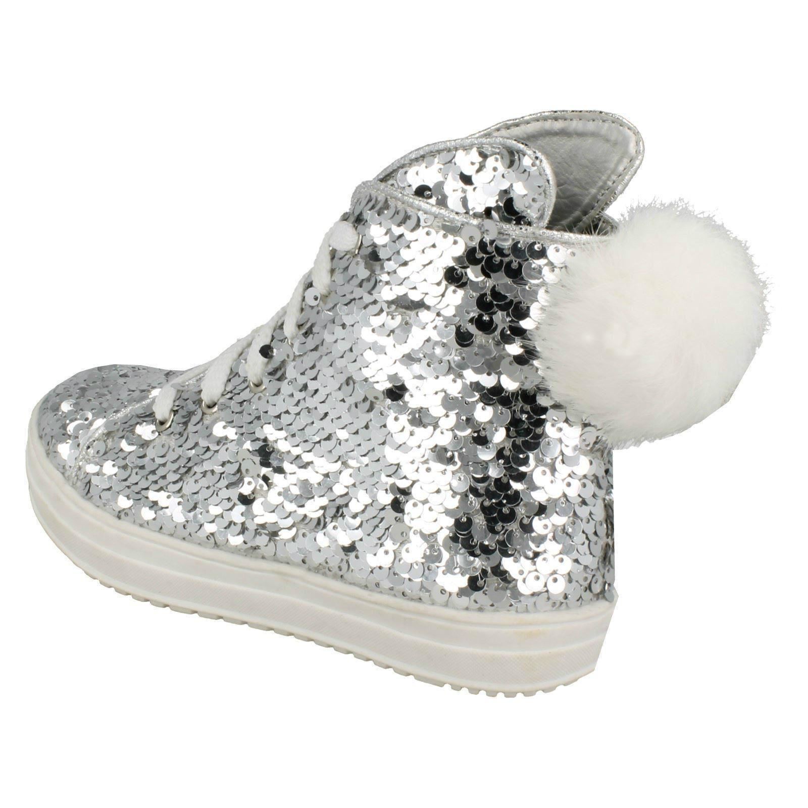 Girls Spot On Sequin Ankle Boots