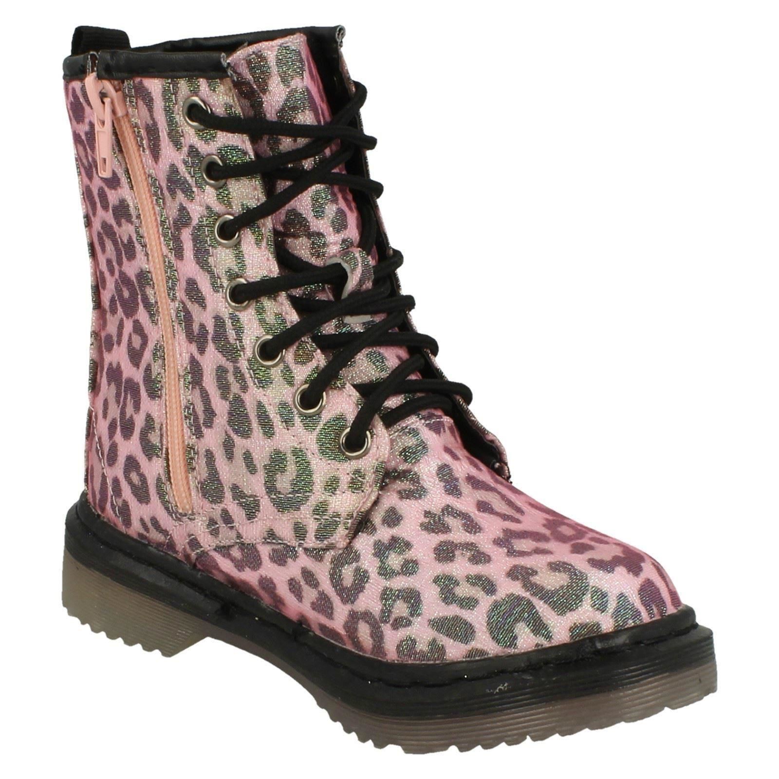 Spot On Ragazze Tacco Spesso scintillante leopardo stampa Stivali