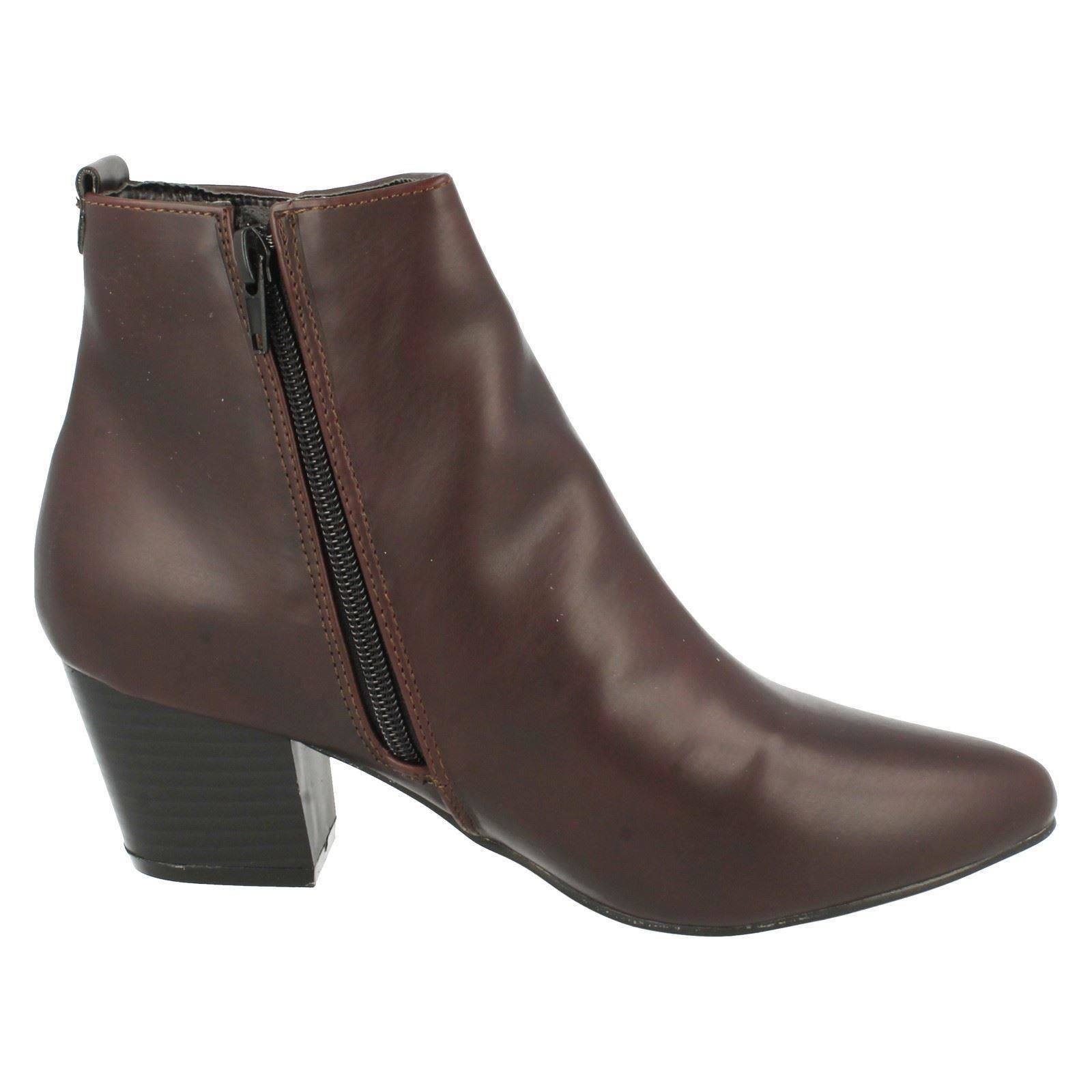 Ladies Spot On Plain Heeled *Ankle Boots*