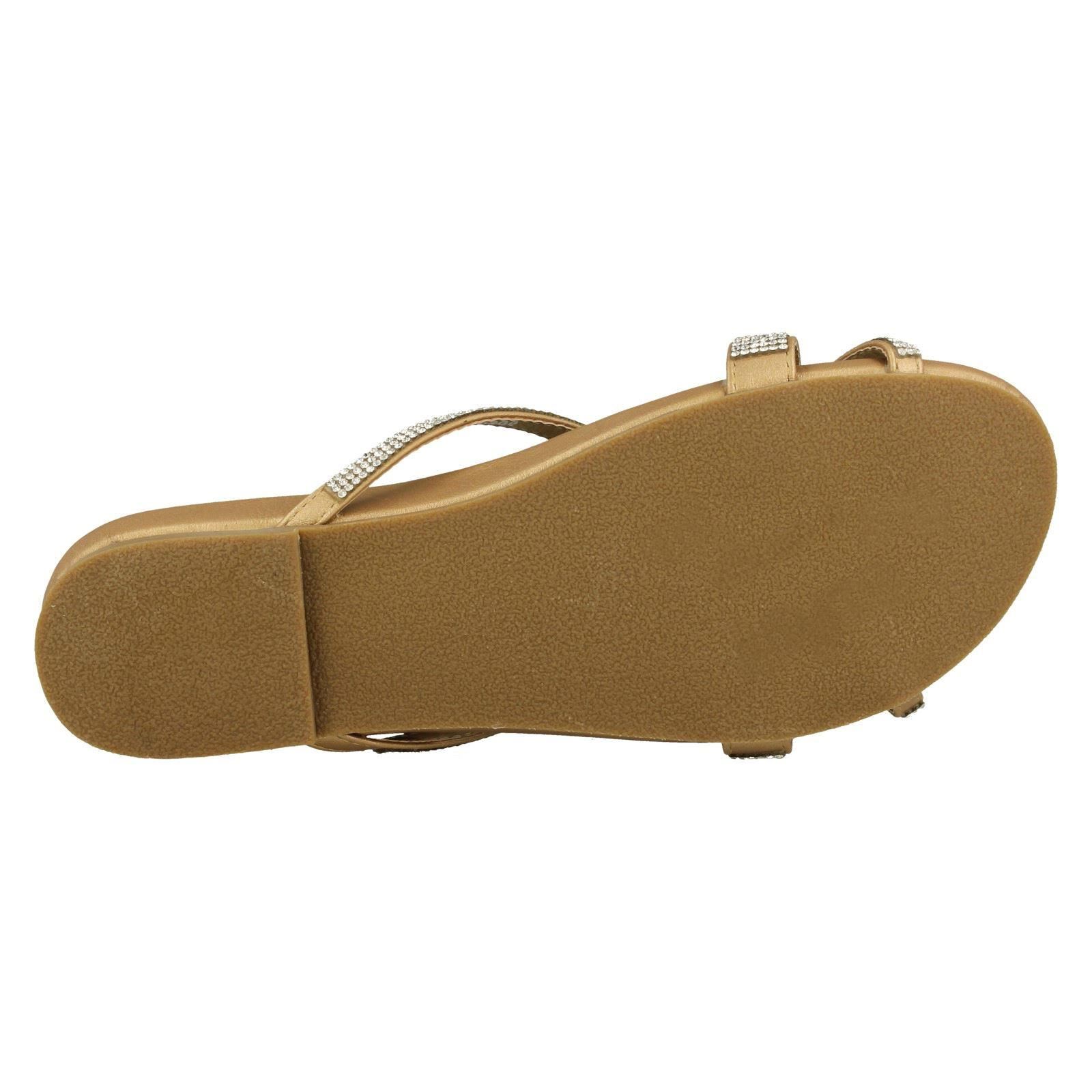 Ladies Spot On Diamante Flat /'Sandals/'