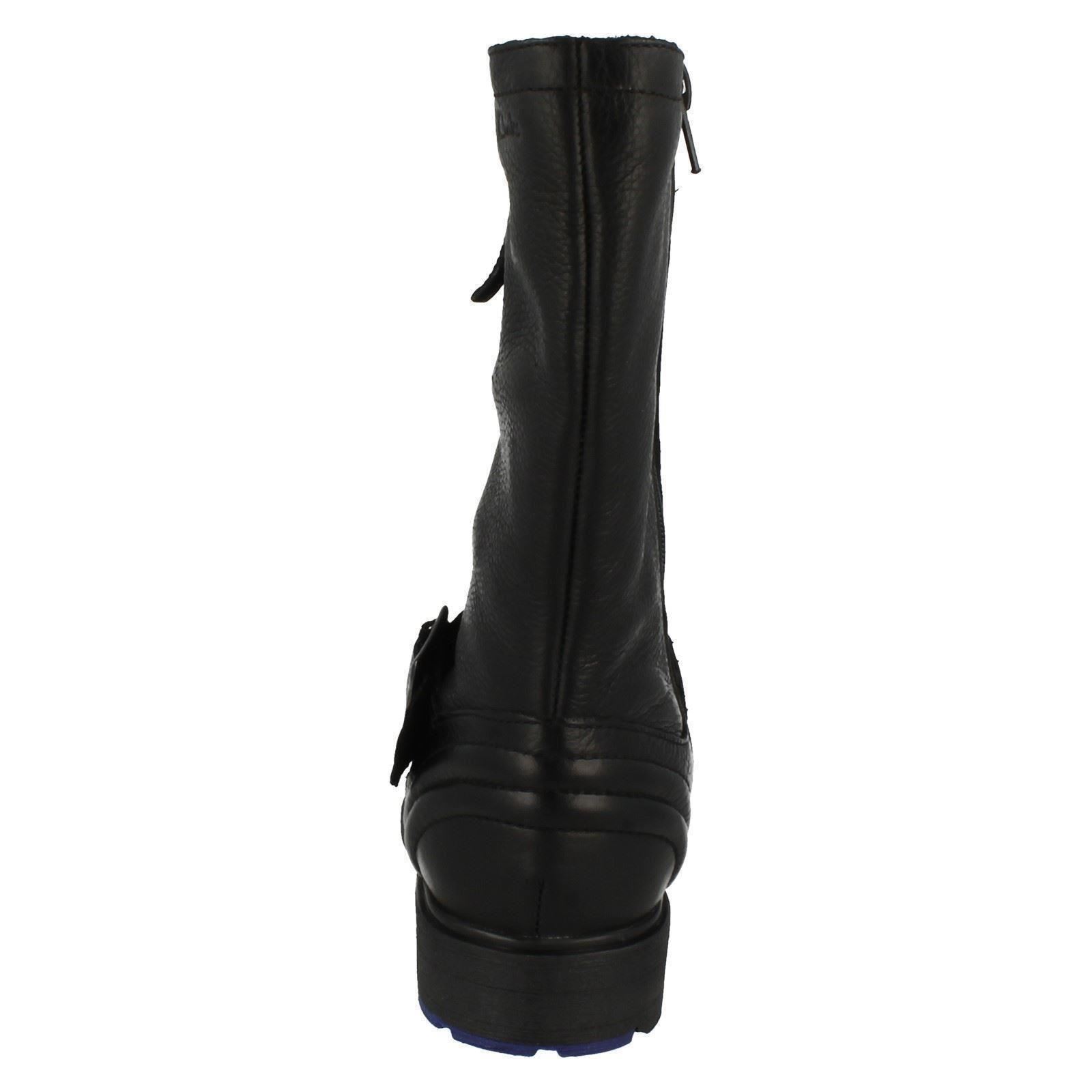 Girls Clarks Mid Calf Length Biker Chick Boots /'Ines Spot/'