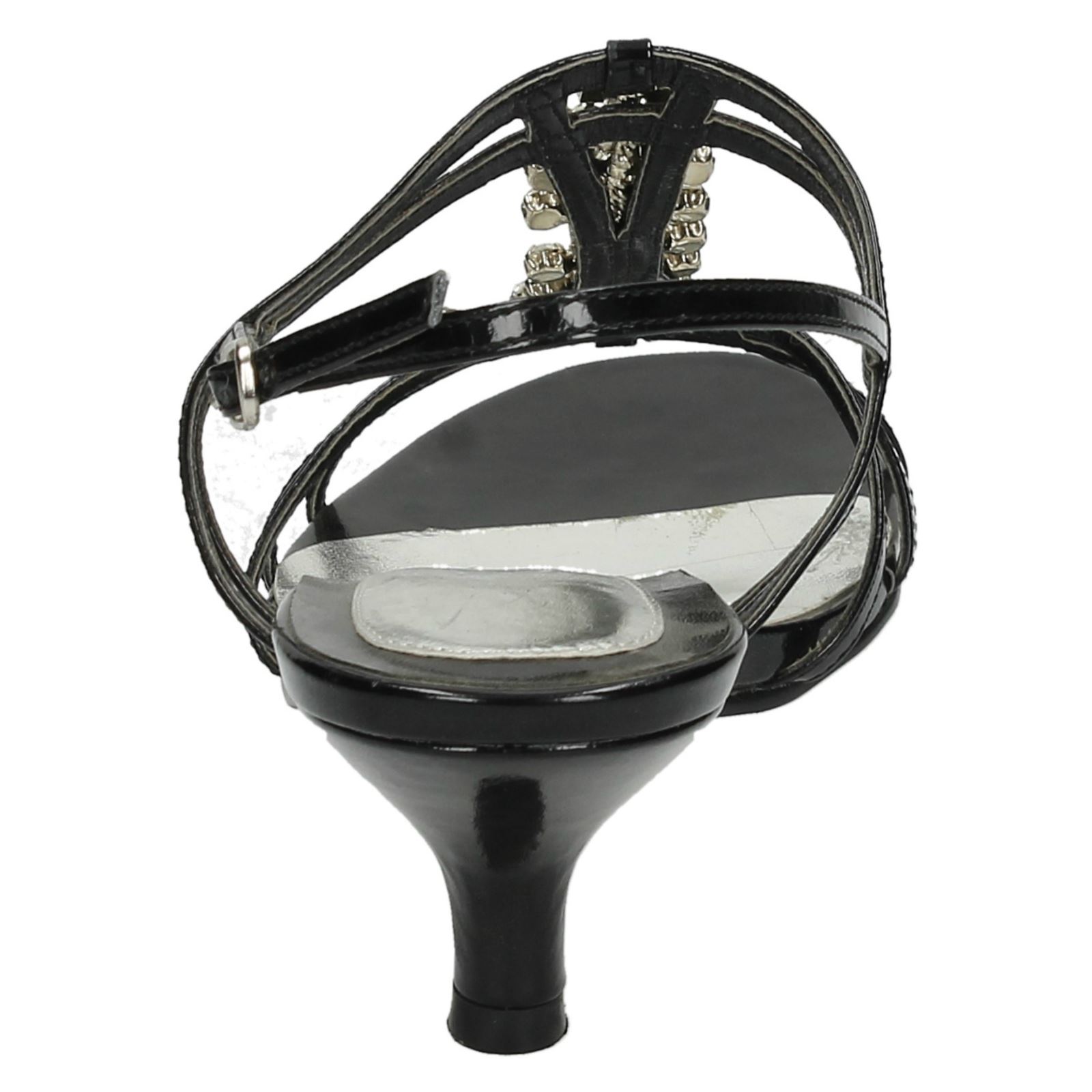 Ladies Spot On Mid Heel Diamante Trim /'Ankle Strap Sandals/'