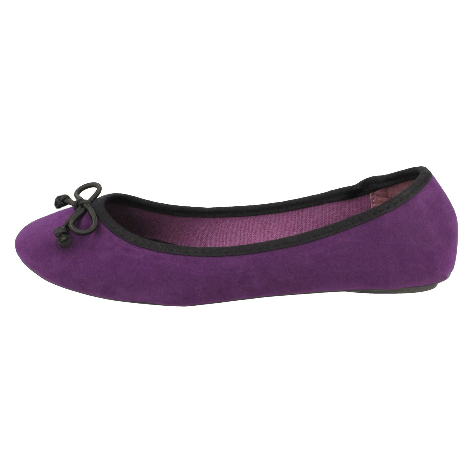 Ladies Spot On Flat Ballerina Pump With Bow Trim