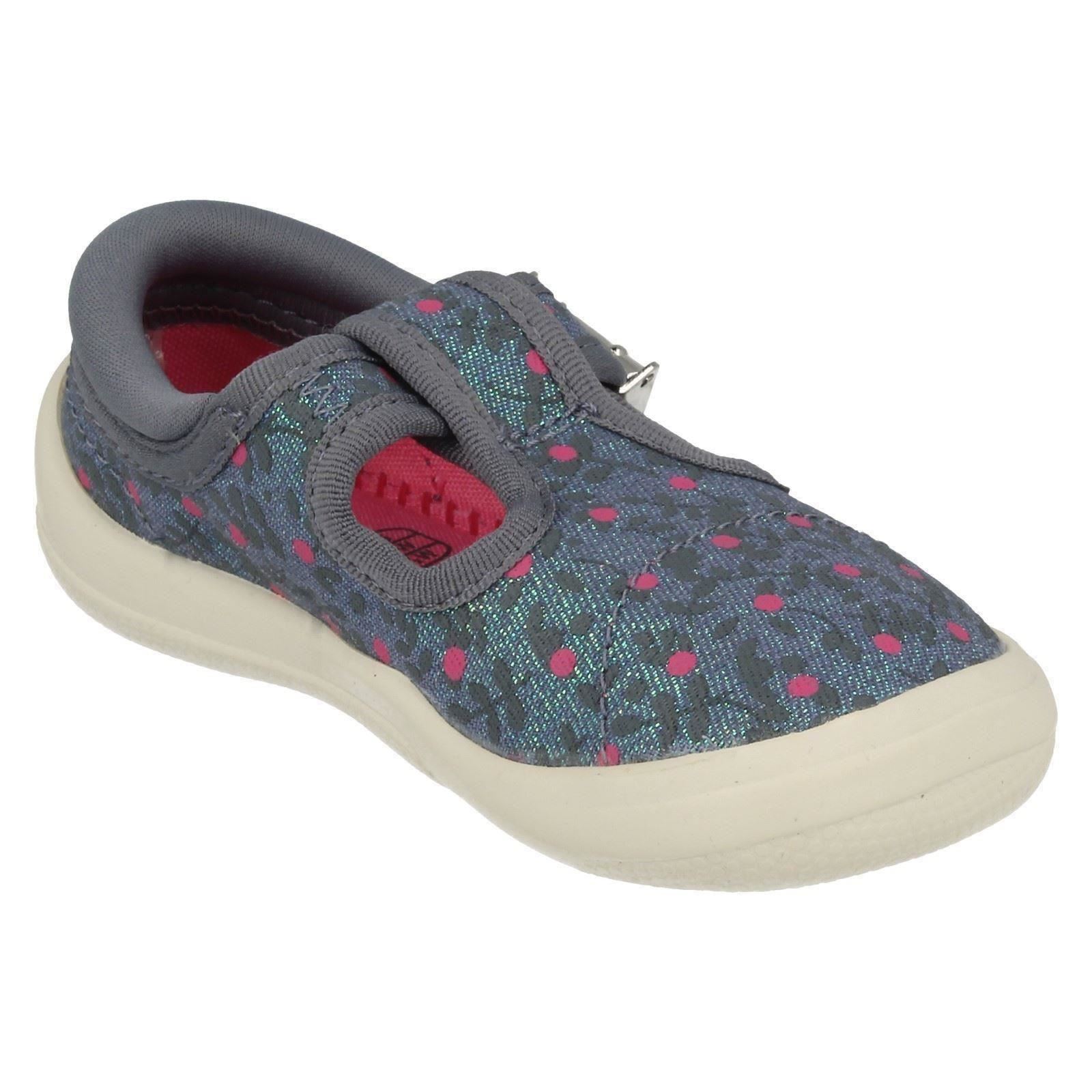 Girls Clarks Machine Washable T-Bar Doodles Briley Bow