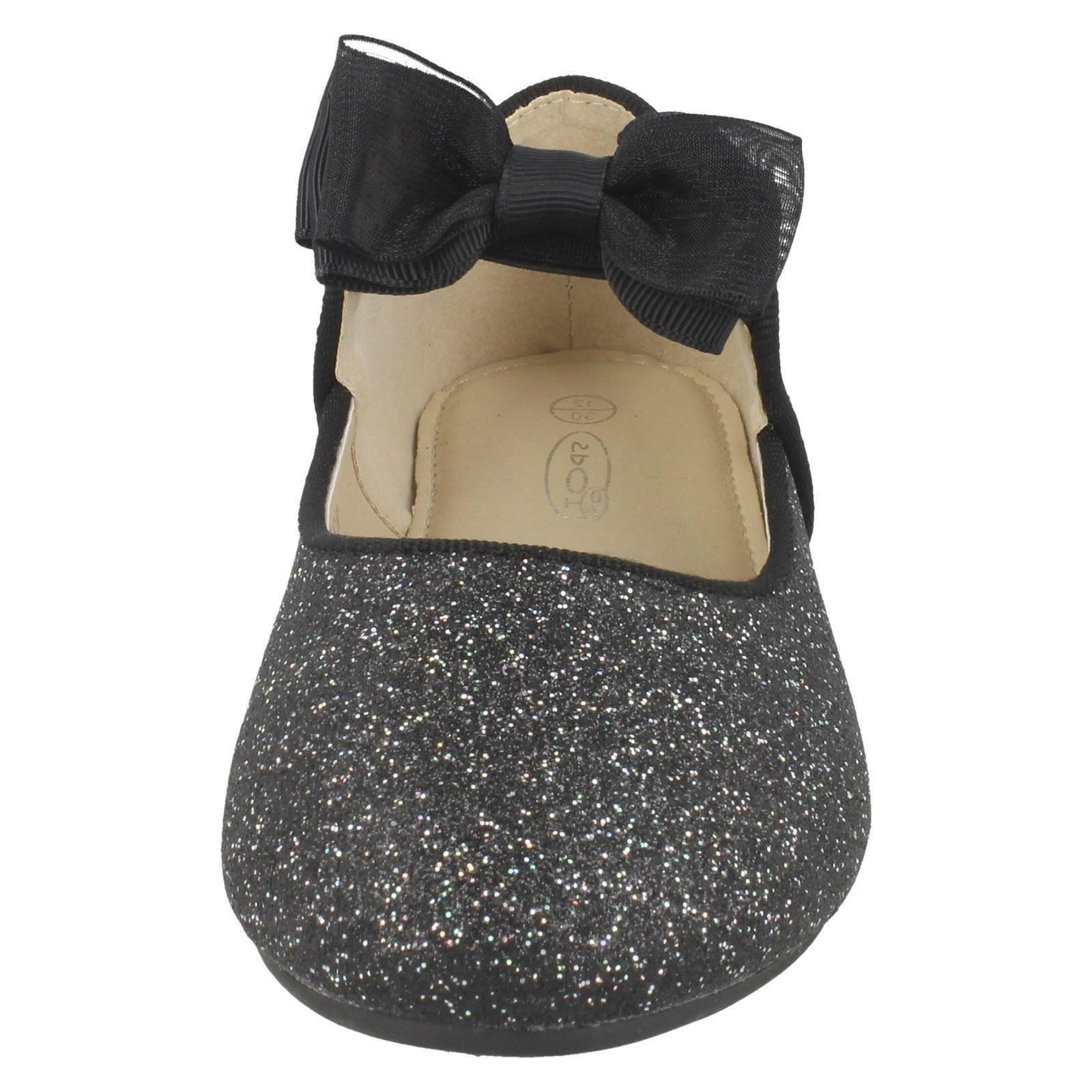 Spot On Girls Bow Trim Glitter Ballerinas