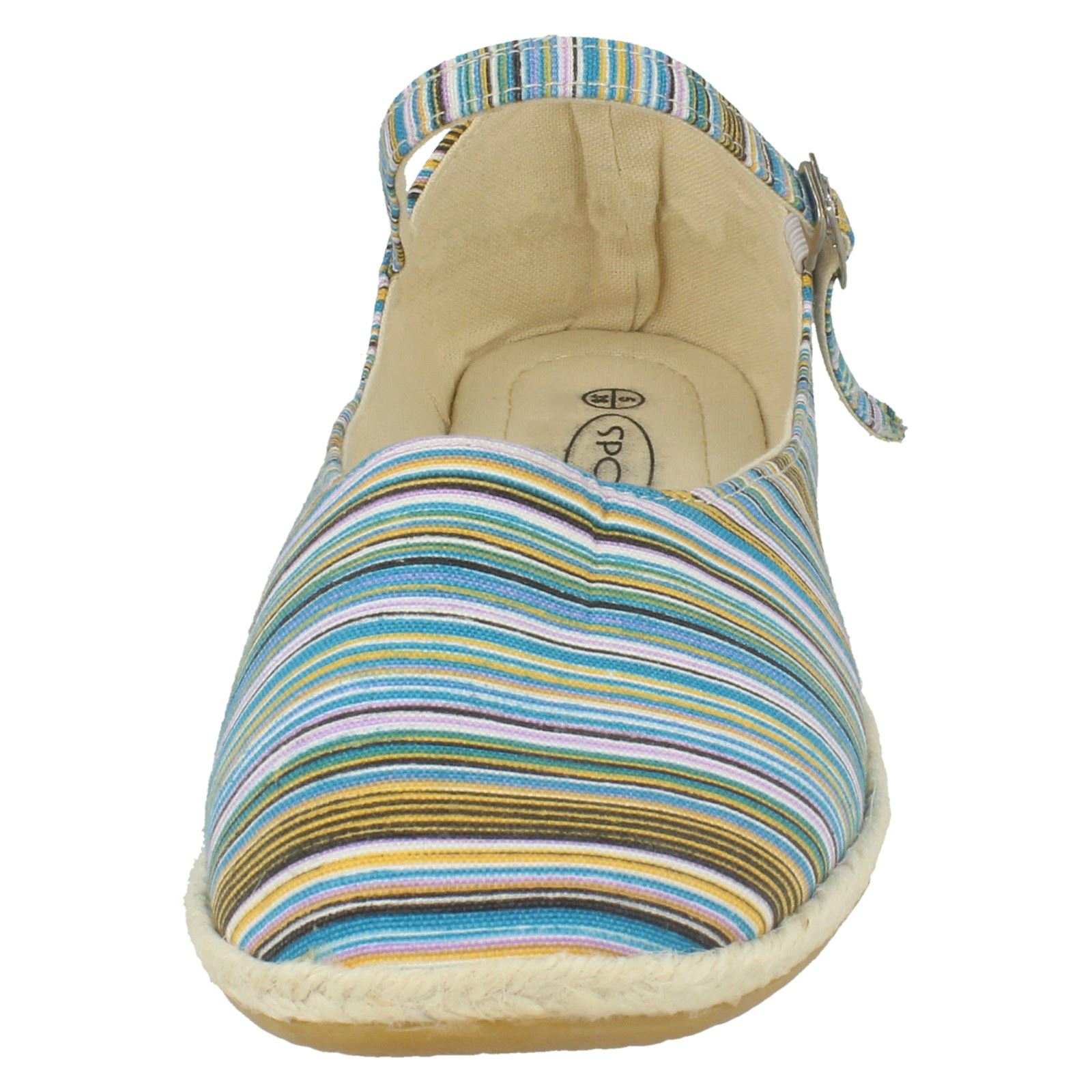 Ladies Spot On Textile Flat Espadrille with Bar Strap