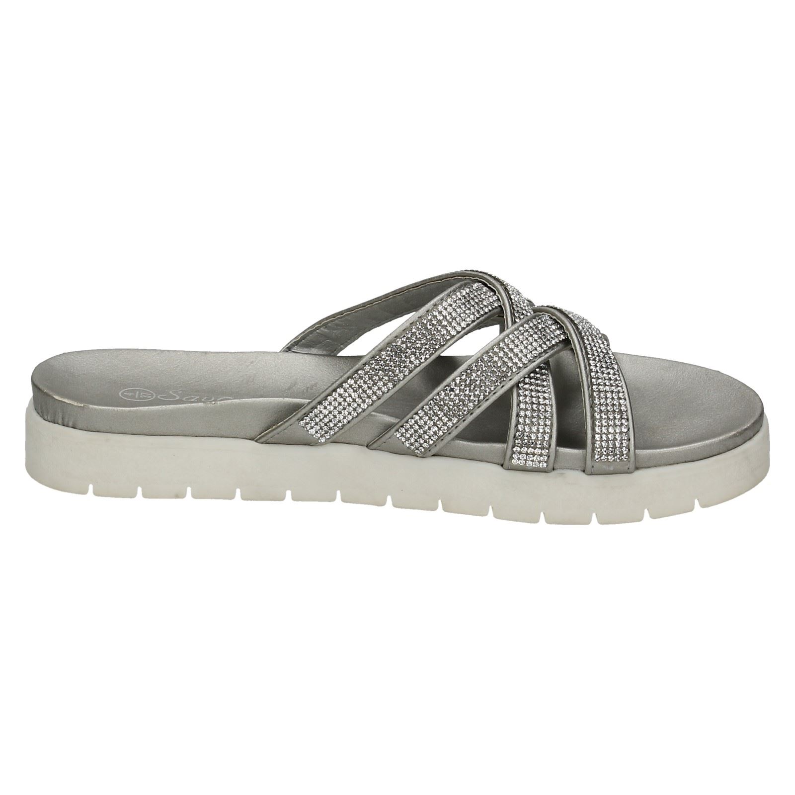 Ladies Savannah Flat Sole Cross Strap Mules
