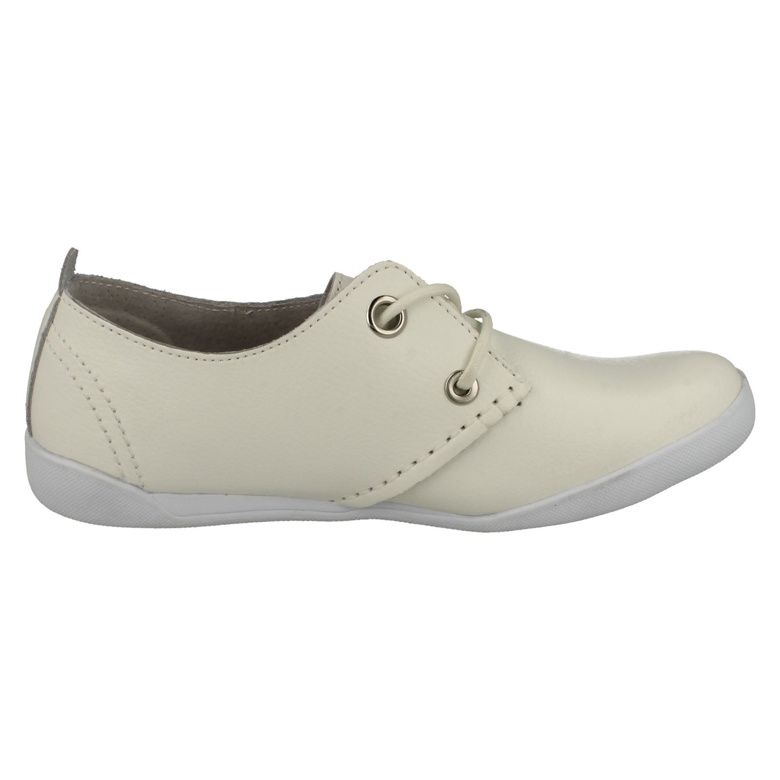 Ladies Down To Earth Flat Leather Lace Up Shoes