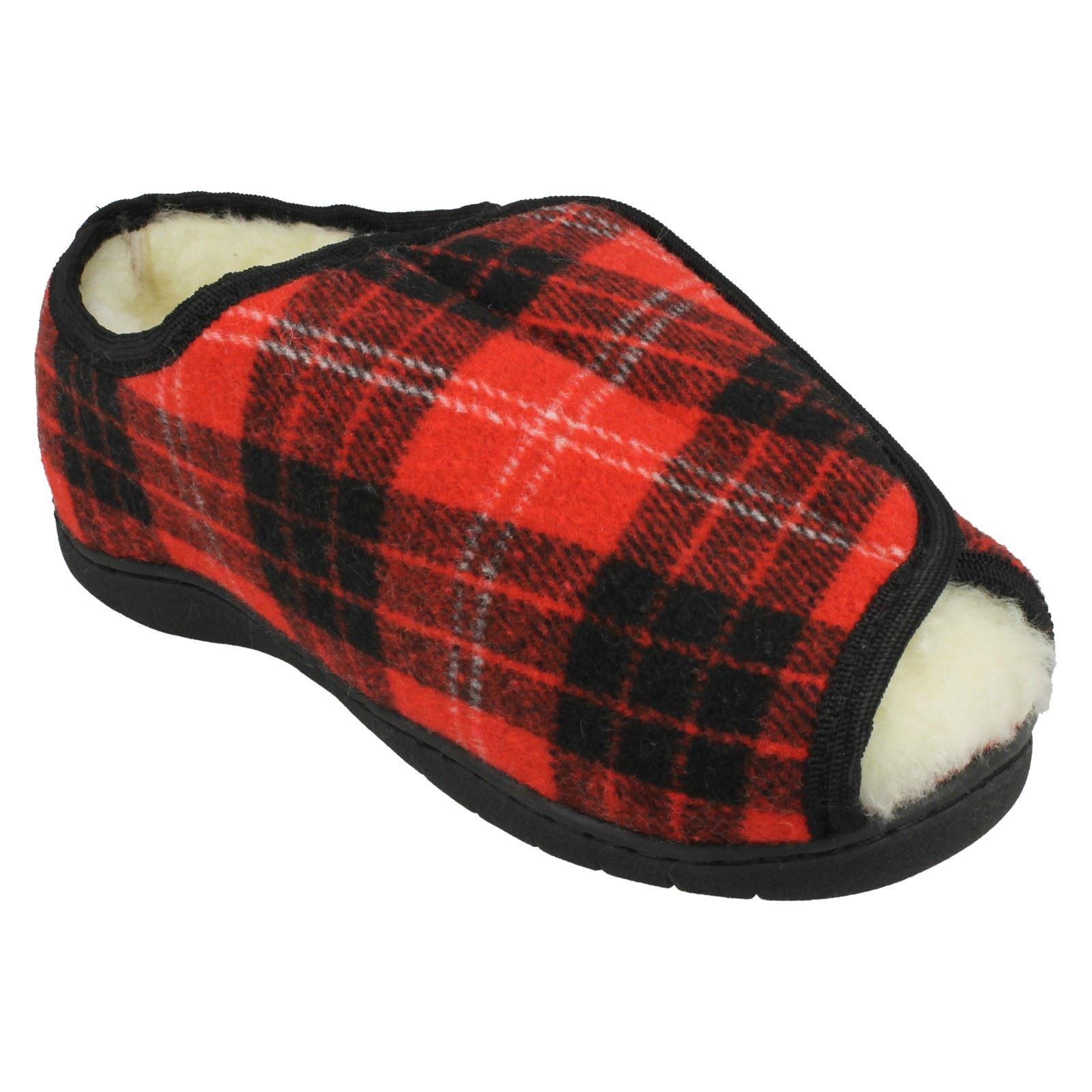 Slippers Ladies Spot On Open Toe Wide Fit