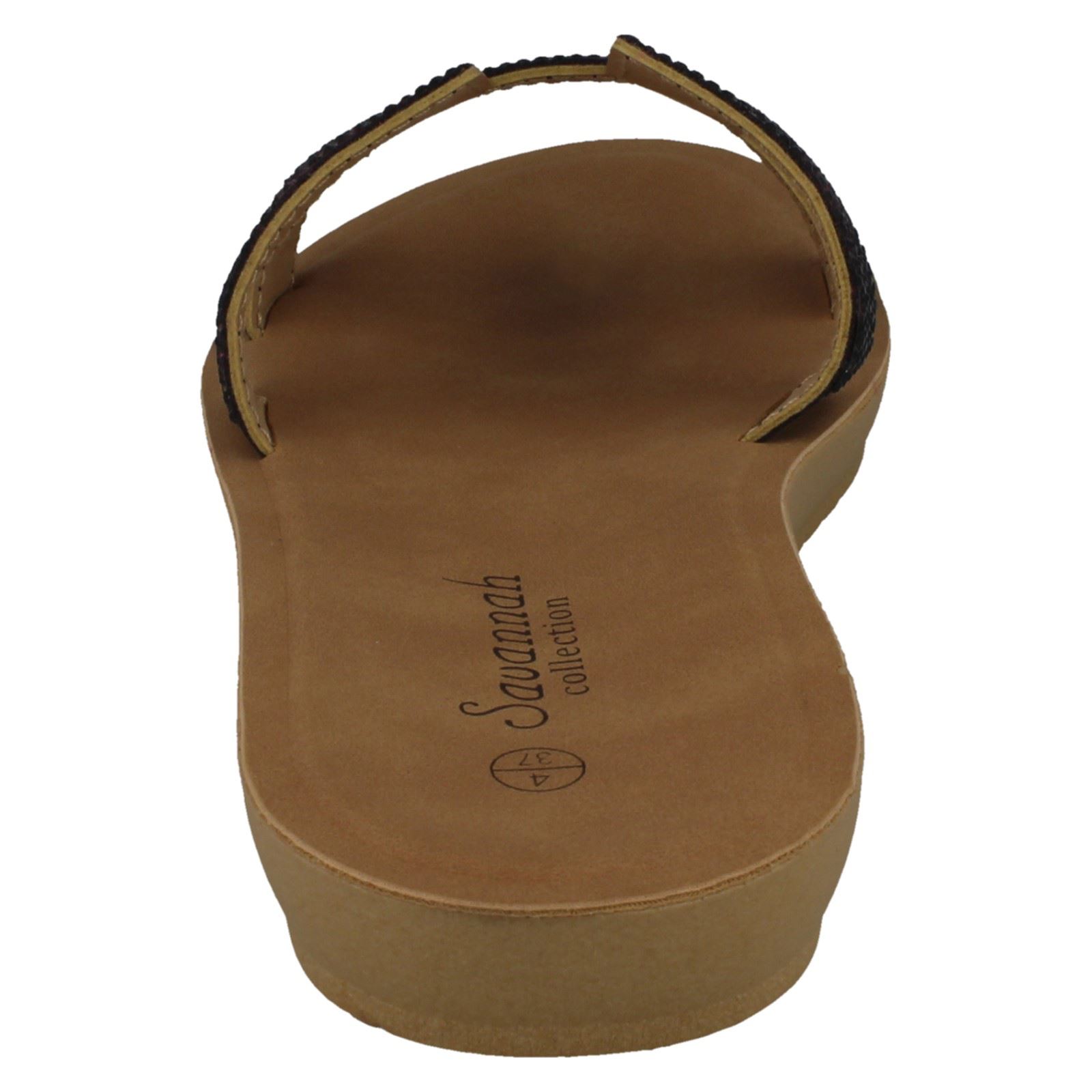 Ladies Savannah Diamante Vamp Mules F00177