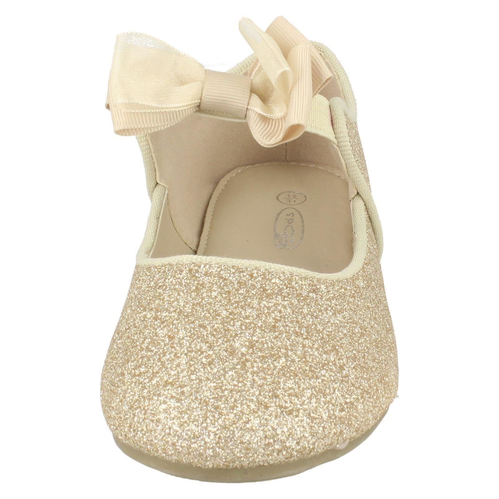 Spot On Girls Bow Trim Glitter Ballerinas