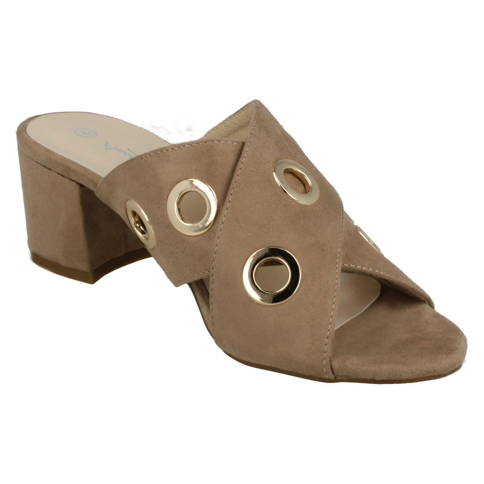 Femmes Anne Michelle Talon Moyen À Enfiler Traverser Vamp microfibre Mules F1R0729